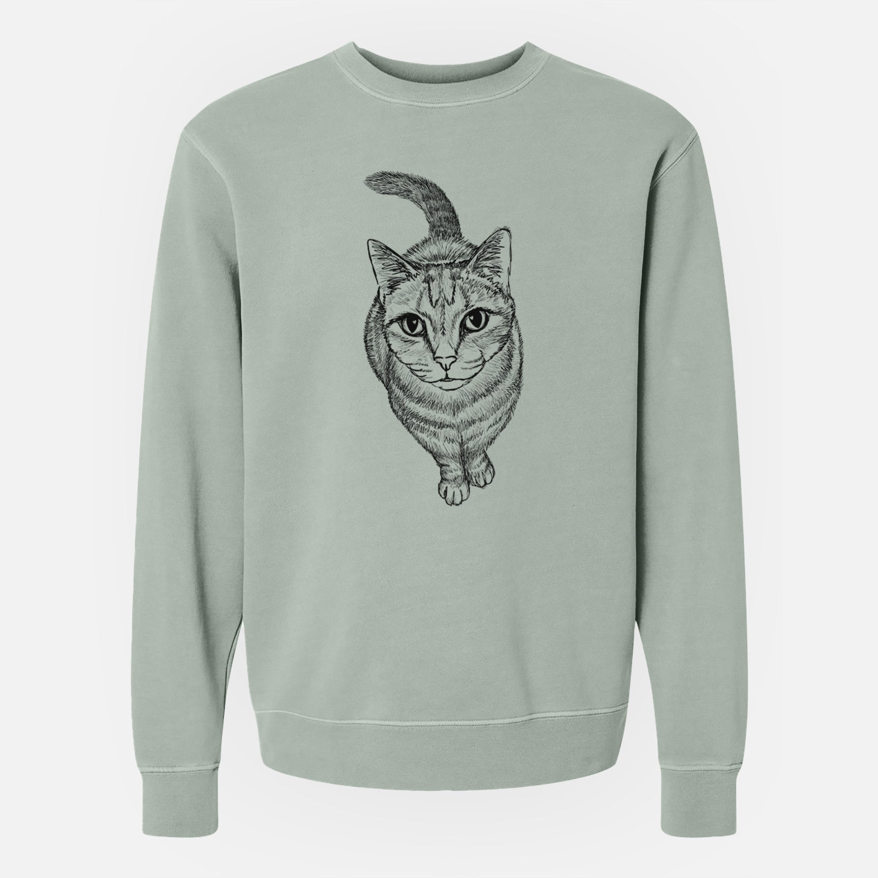 Doodled Nahla the Tabby Cat - Unisex Pigment Dyed Crew Sweatshirt