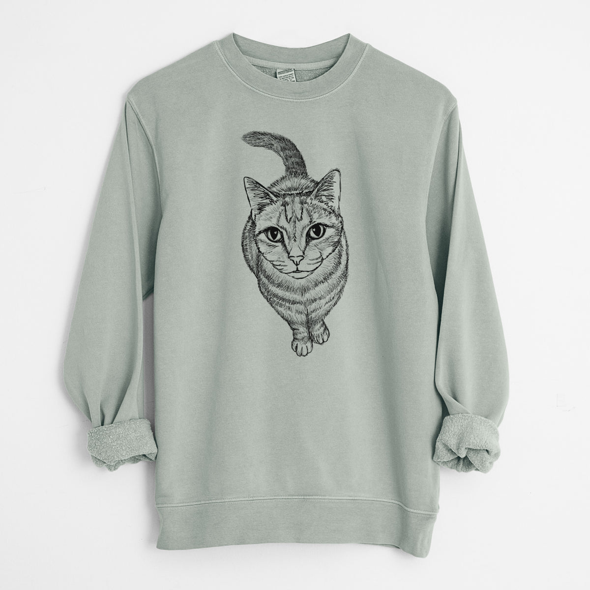 Doodled Nahla the Tabby Cat - Unisex Pigment Dyed Crew Sweatshirt
