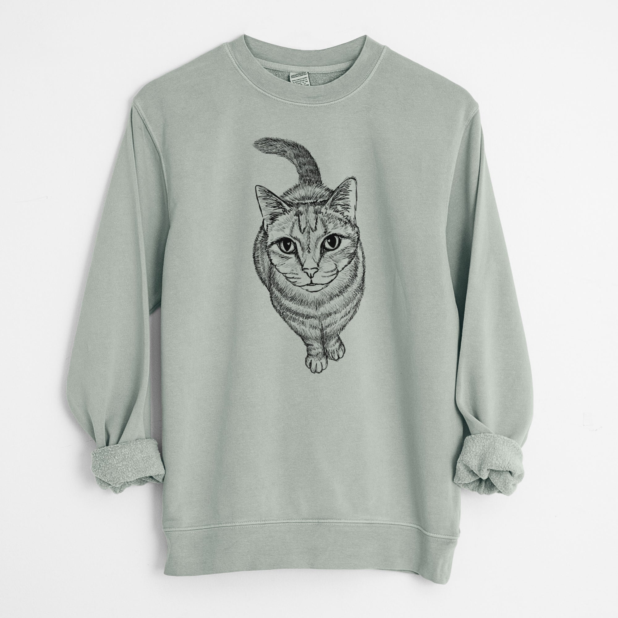 Doodled Nahla the Tabby Cat - Unisex Pigment Dyed Crew Sweatshirt