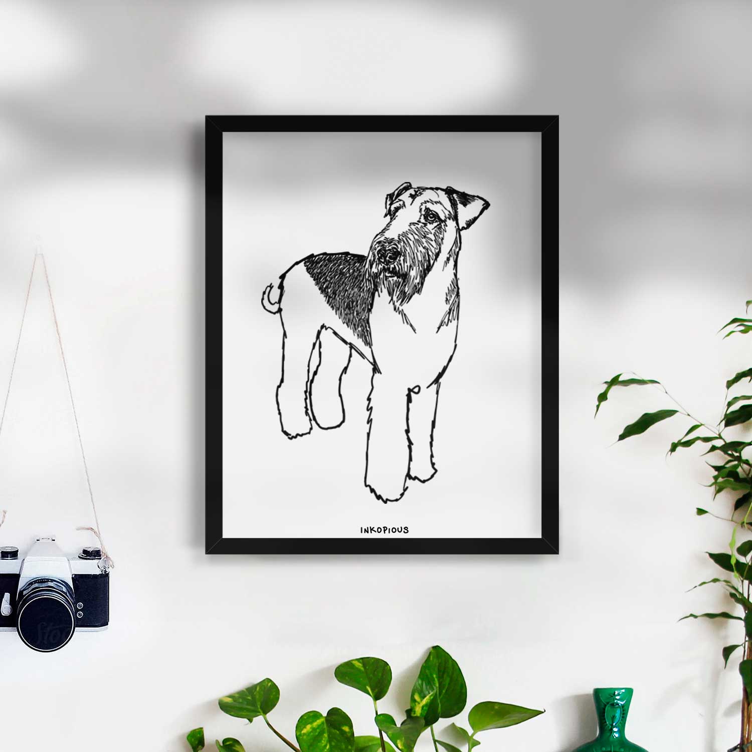 Doodled Nash the Airedale Terrier Art Print