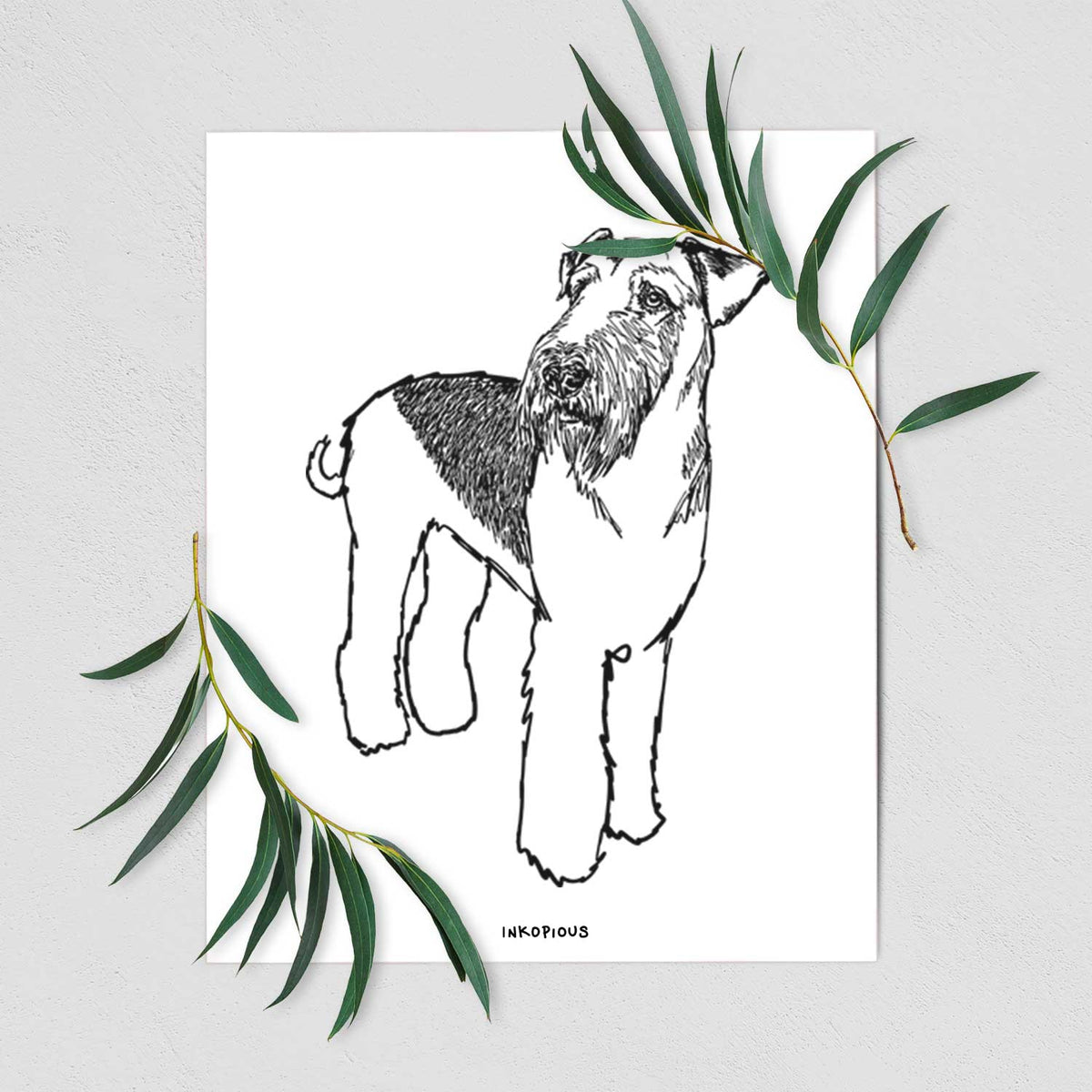 Doodled Nash the Airedale Terrier Art Print