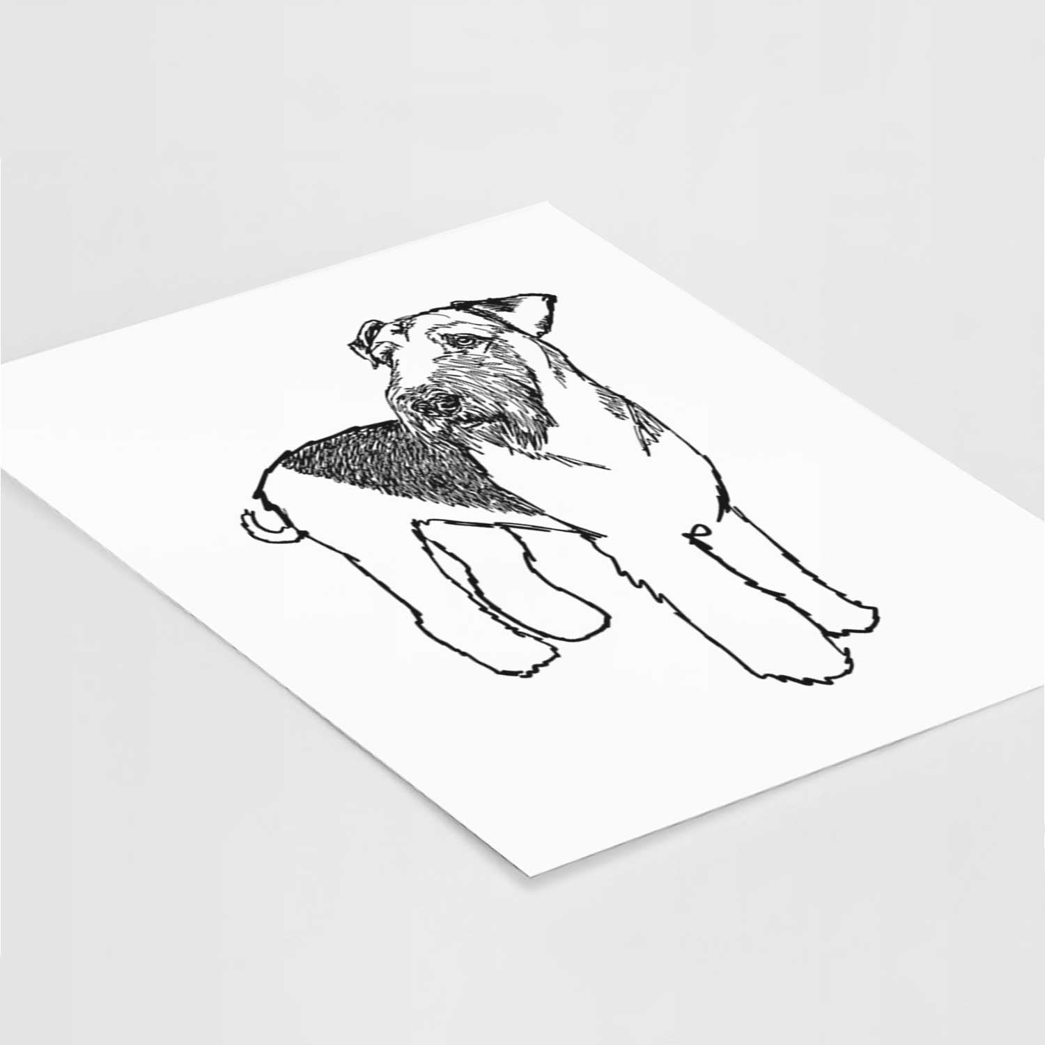 Doodled Nash the Airedale Terrier Art Print
