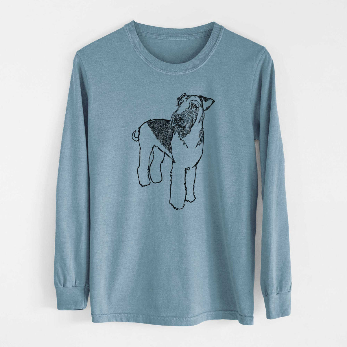Doodled Nash the Airedale Terrier - Heavyweight 100% Cotton Long Sleeve