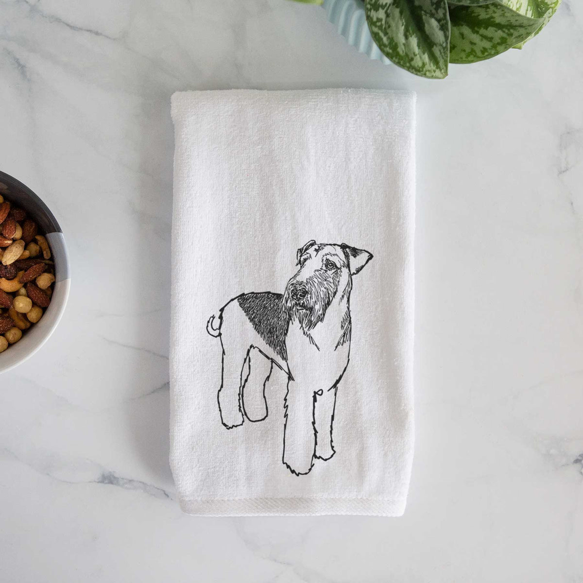 Doodled Nash the Airedale Terrier Decorative Hand Towel