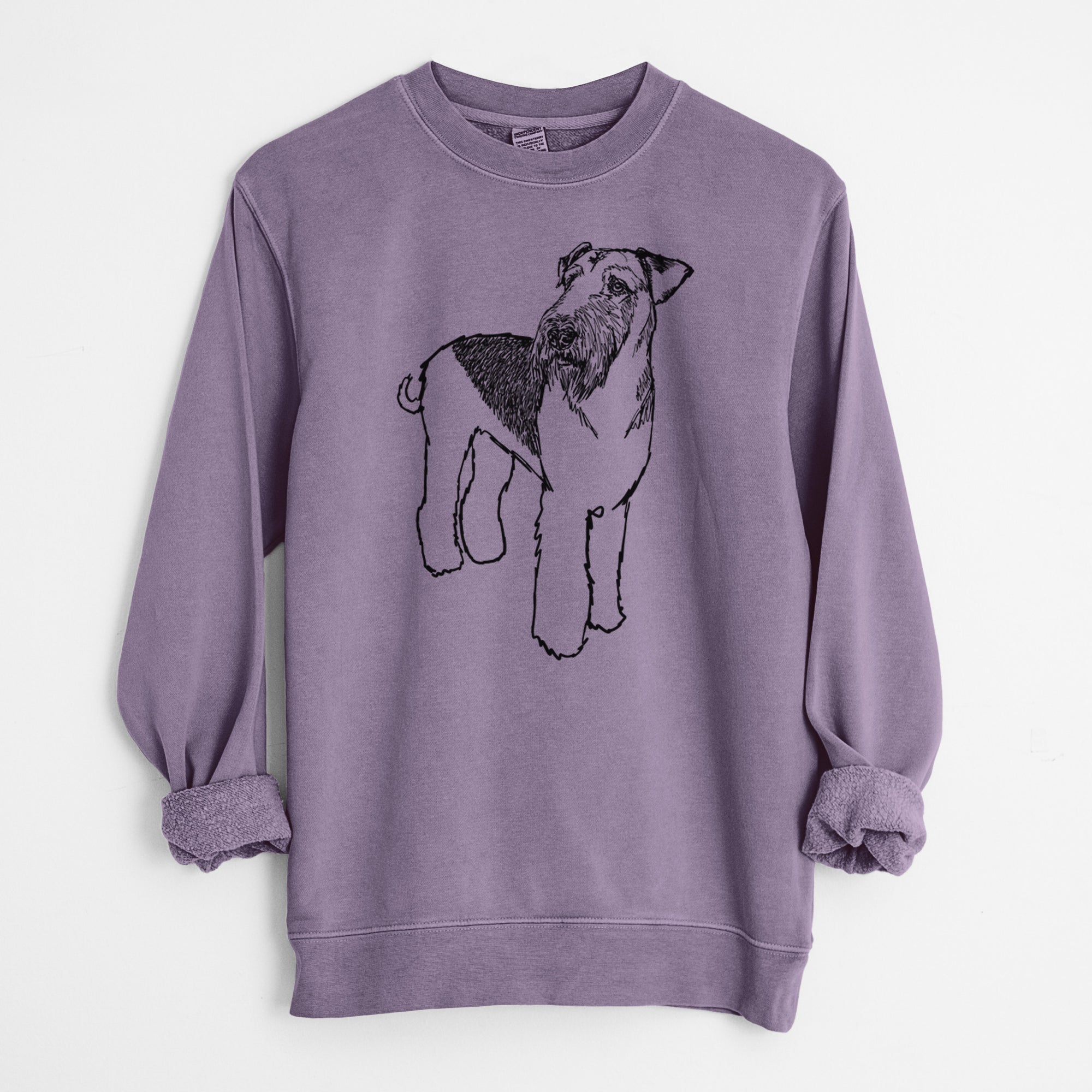 Doodled Nash the Airedale Terrier - Unisex Pigment Dyed Crew Sweatshirt