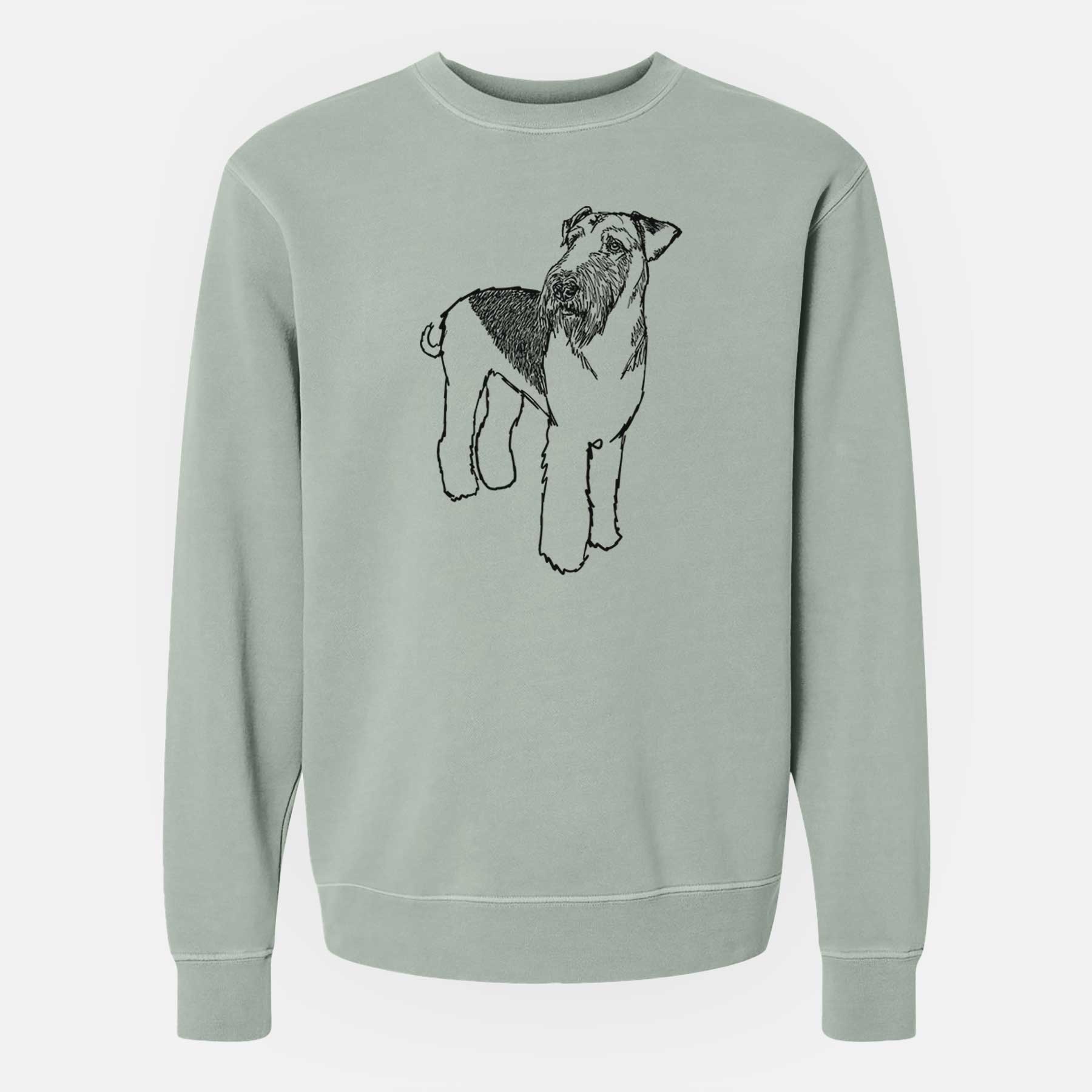 Doodled Nash the Airedale Terrier - Unisex Pigment Dyed Crew Sweatshirt