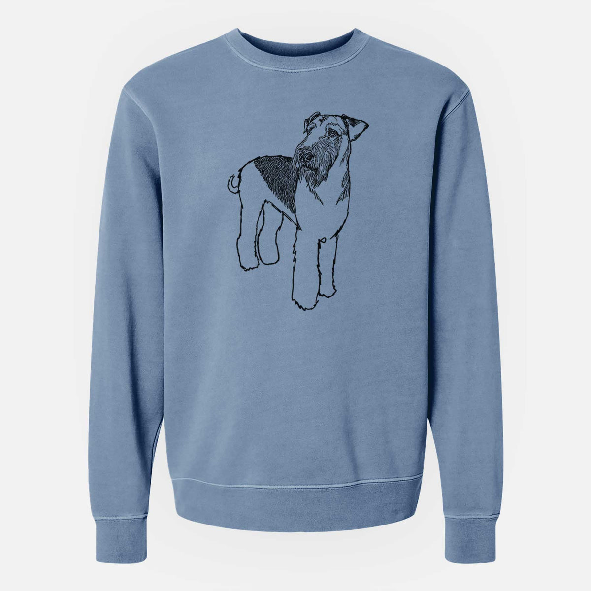 Doodled Nash the Airedale Terrier - Unisex Pigment Dyed Crew Sweatshirt