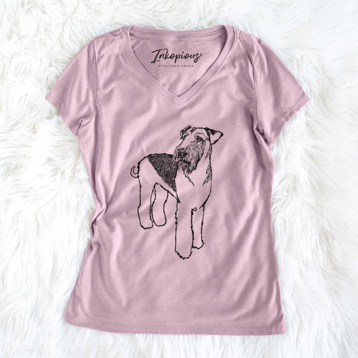 Doodled Nash the Airedale Terrier - Women&#39;s V-neck Shirt