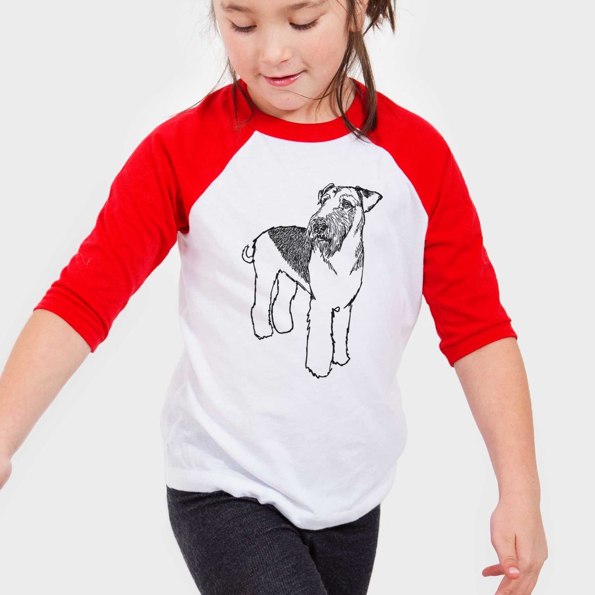 Doodled Nash the Airedale Terrier - Youth 3/4 Long Sleeve