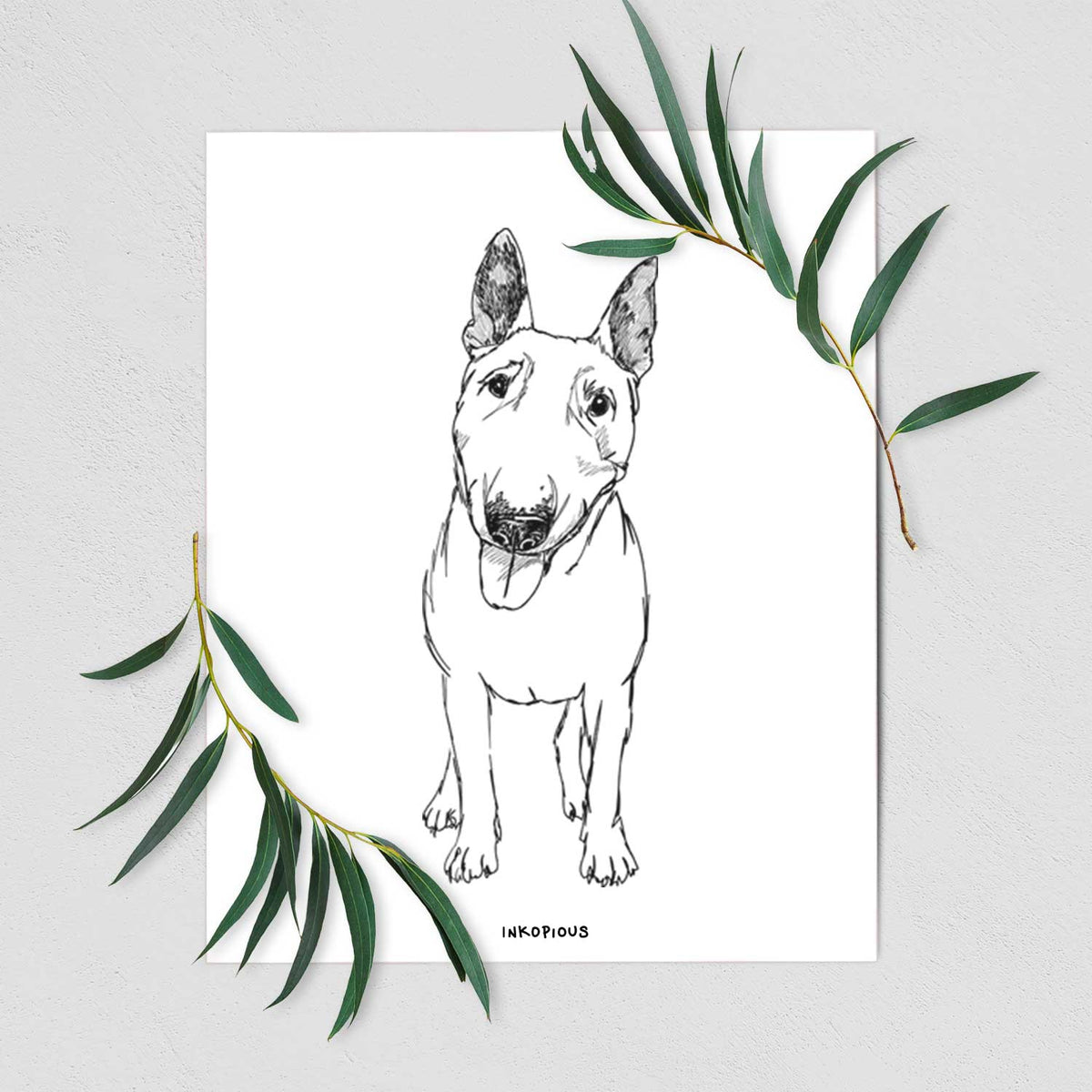 Doodled Ned the Miniature Bull Terrier Art Print