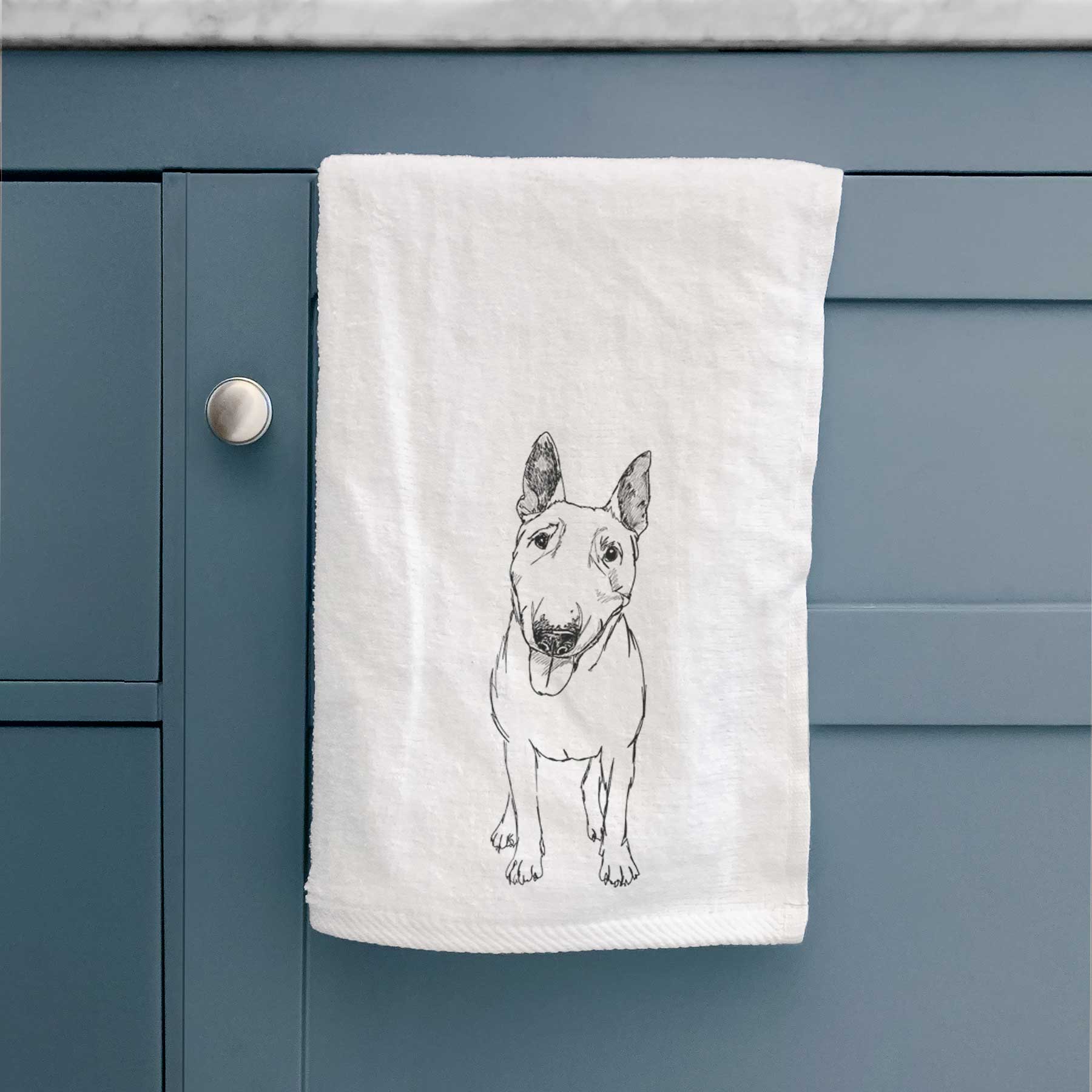 Doodled Ned the Miniature Bull Terrier Decorative Hand Towel