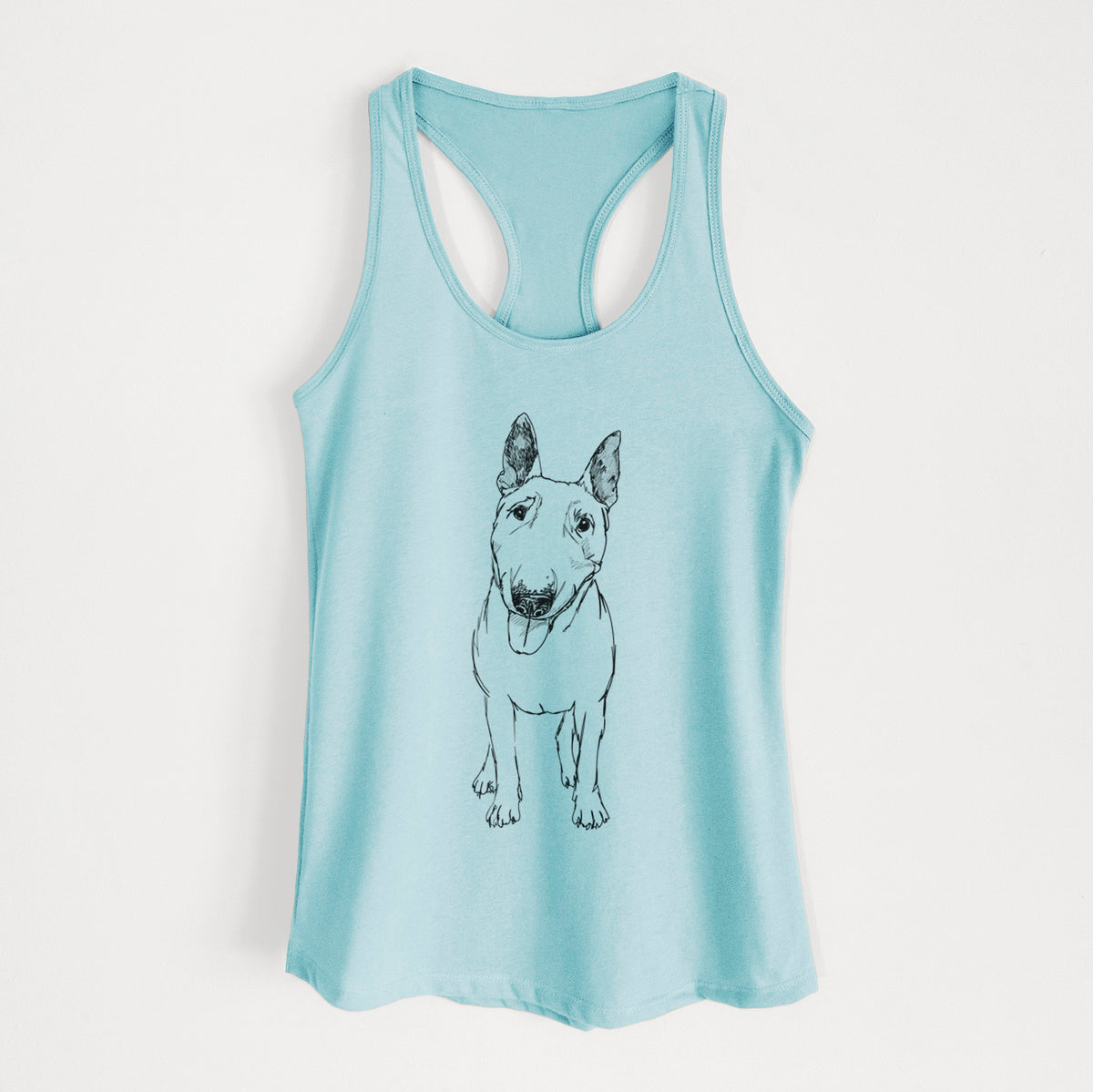 Doodled Ned the Miniature Bull Terrier - Women&#39;s Racerback Tanktop