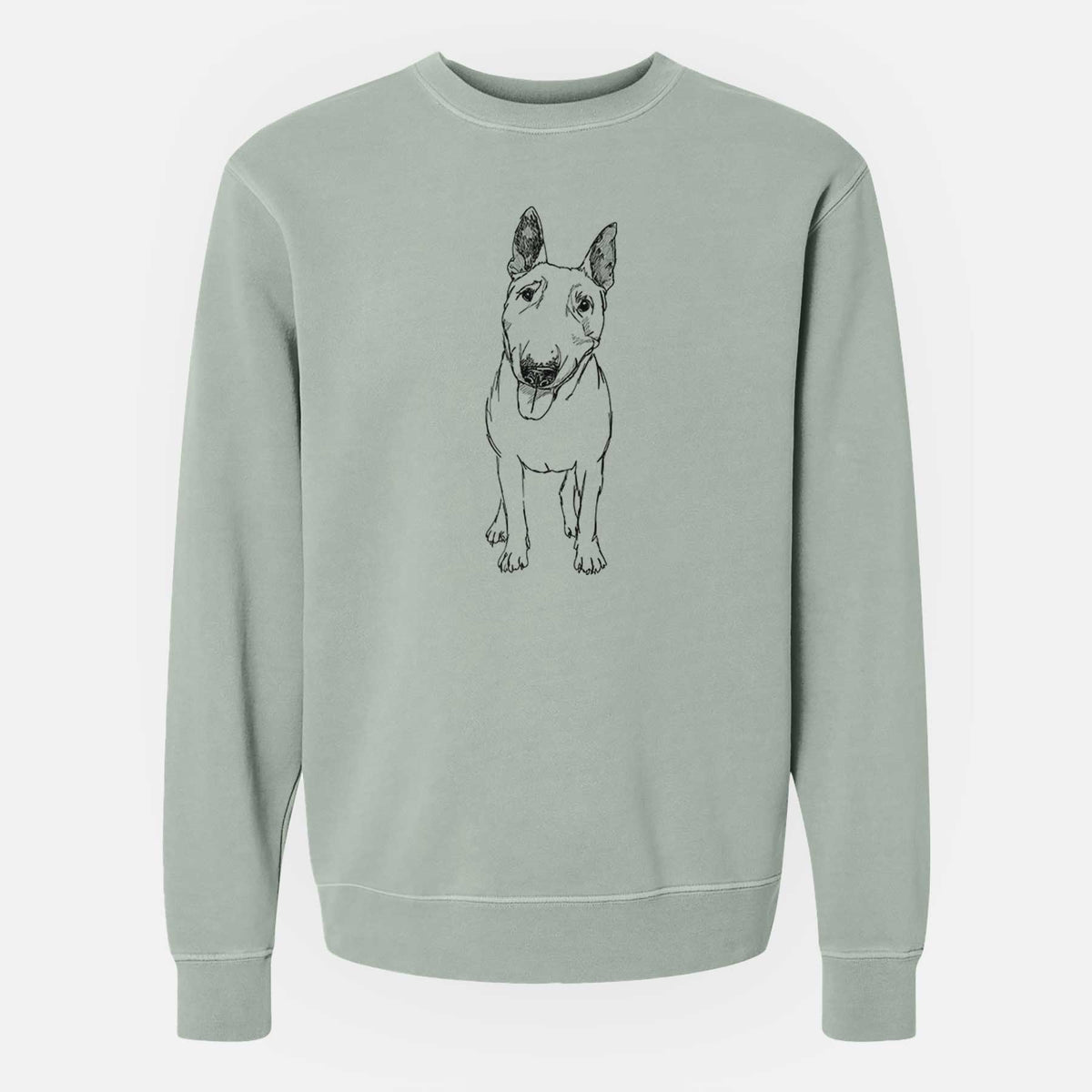Doodled Ned the Miniature Bull Terrier - Unisex Pigment Dyed Crew Sweatshirt