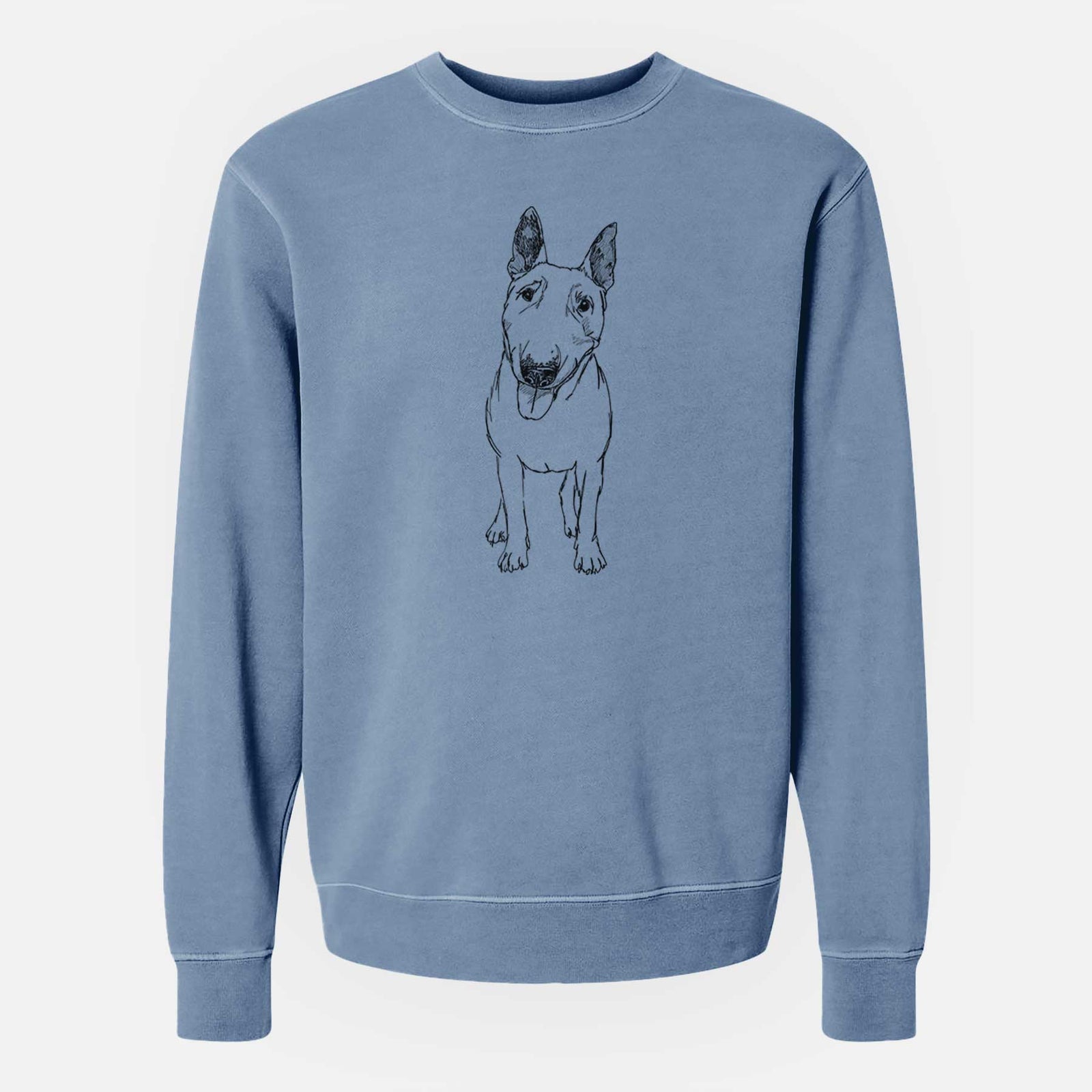 Doodled Ned the Miniature Bull Terrier - Unisex Pigment Dyed Crew Sweatshirt