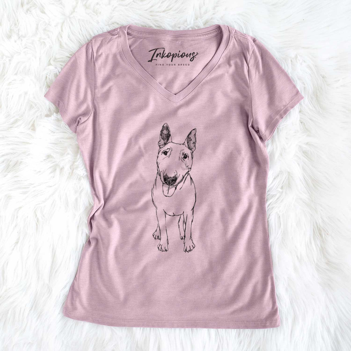 Doodled Ned the Bull Terrier - Women&#39;s V-neck Shirt