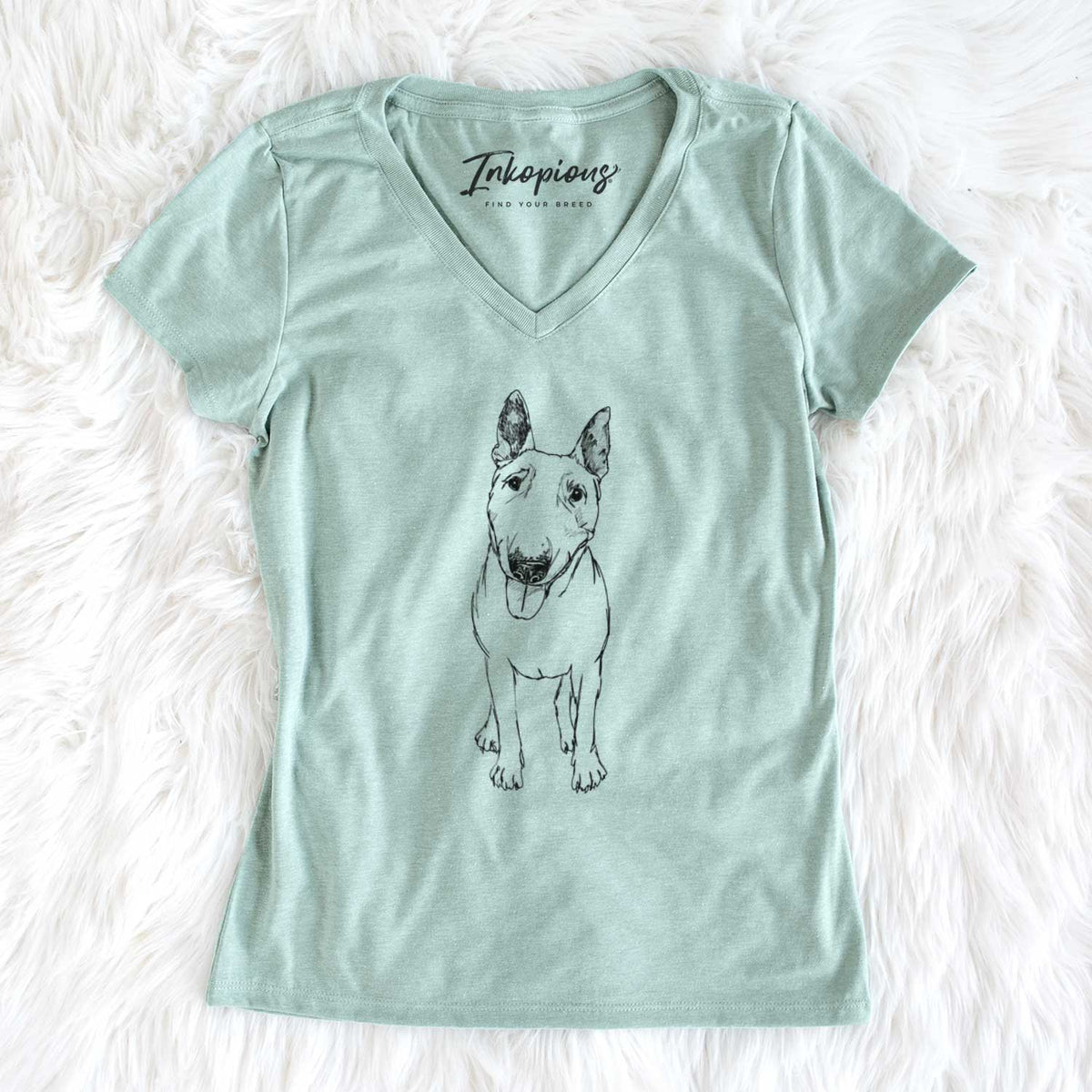 Doodled Ned the Bull Terrier - Women's V-neck Shirt