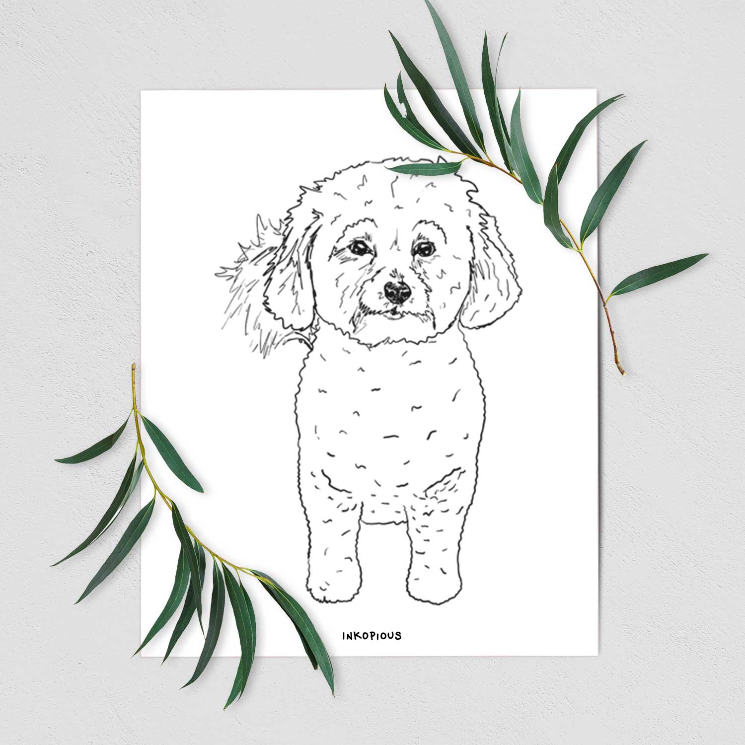 Doodled Neo the Bichon Frise Art Print