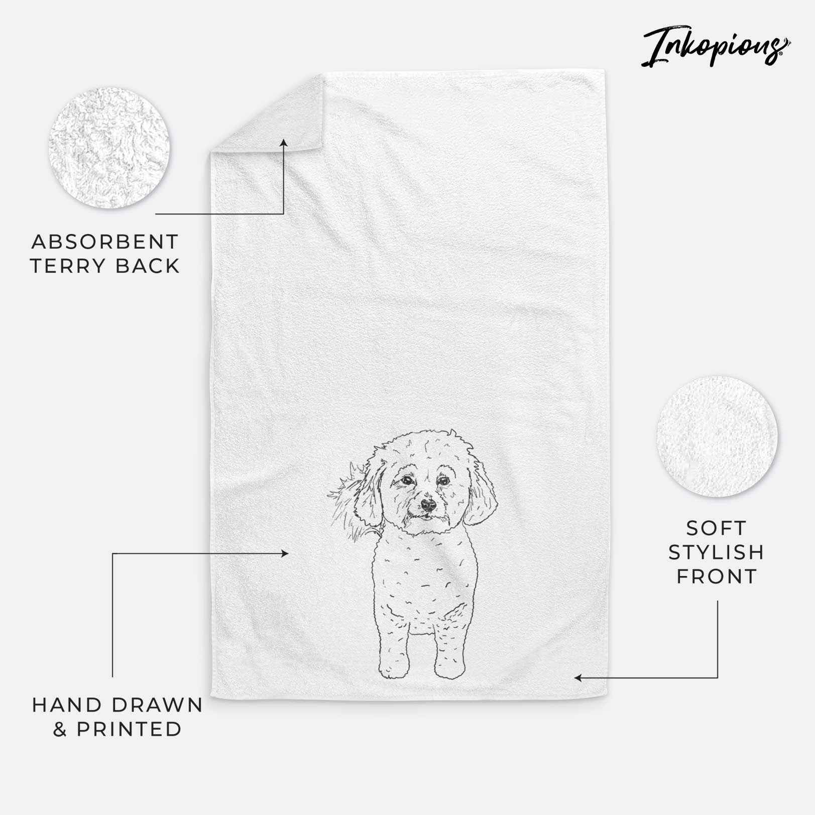 Doodled Neo the Bichon Frise Decorative Hand Towel