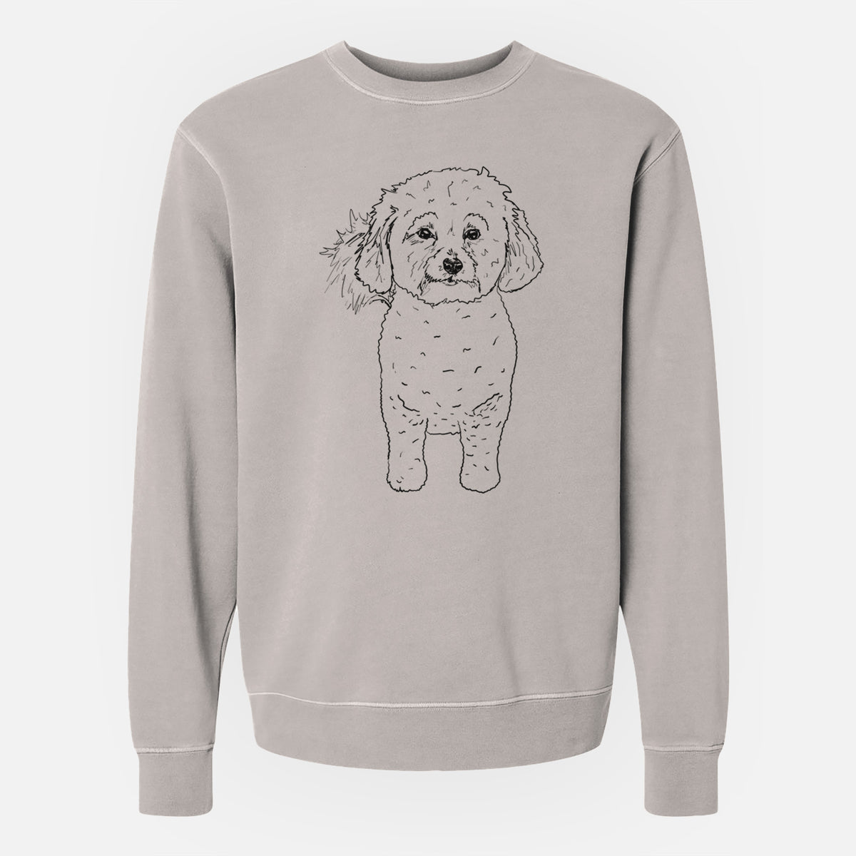Doodled Neo the Bichon Frise - Unisex Pigment Dyed Crew Sweatshirt