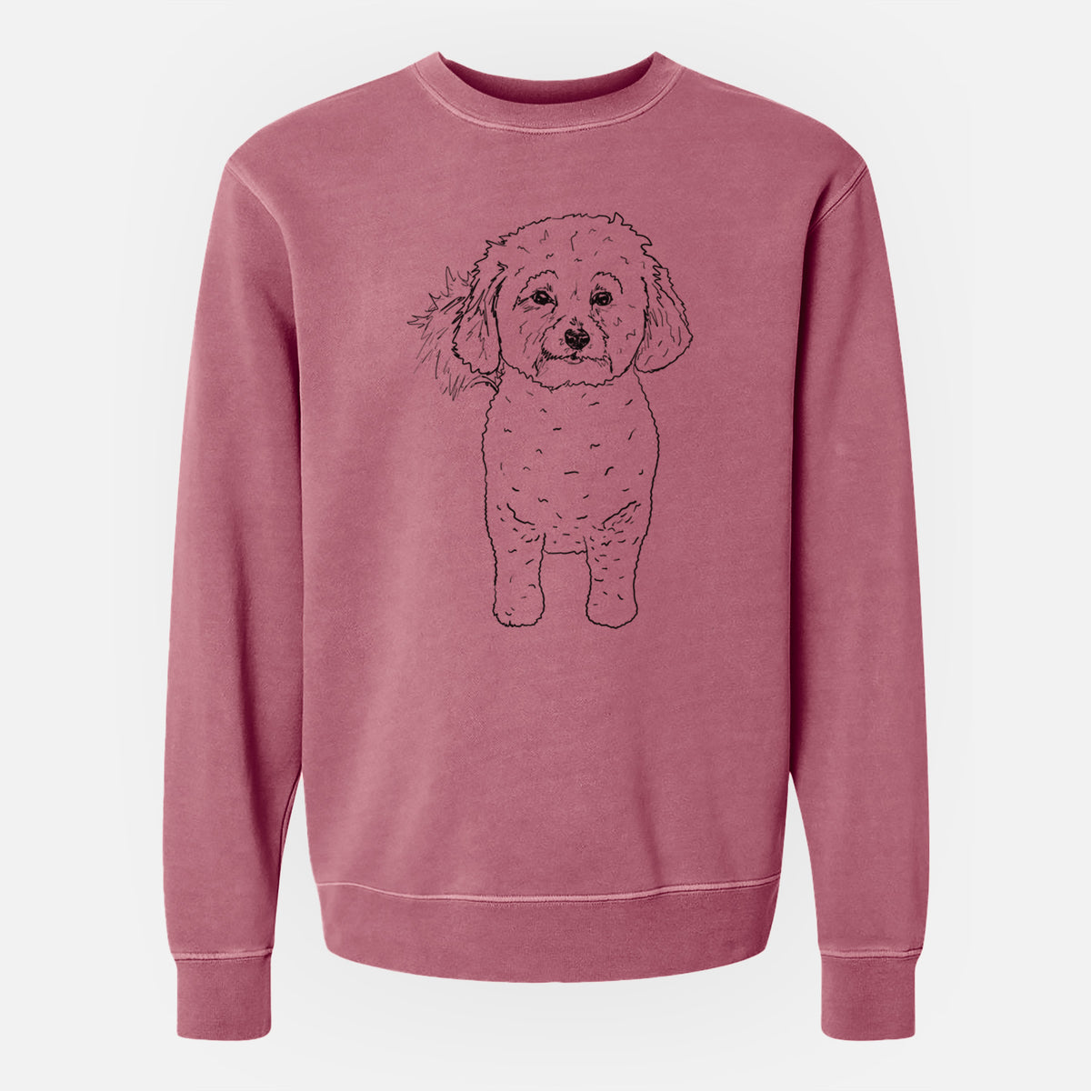 Doodled Neo the Bichon Frise - Unisex Pigment Dyed Crew Sweatshirt