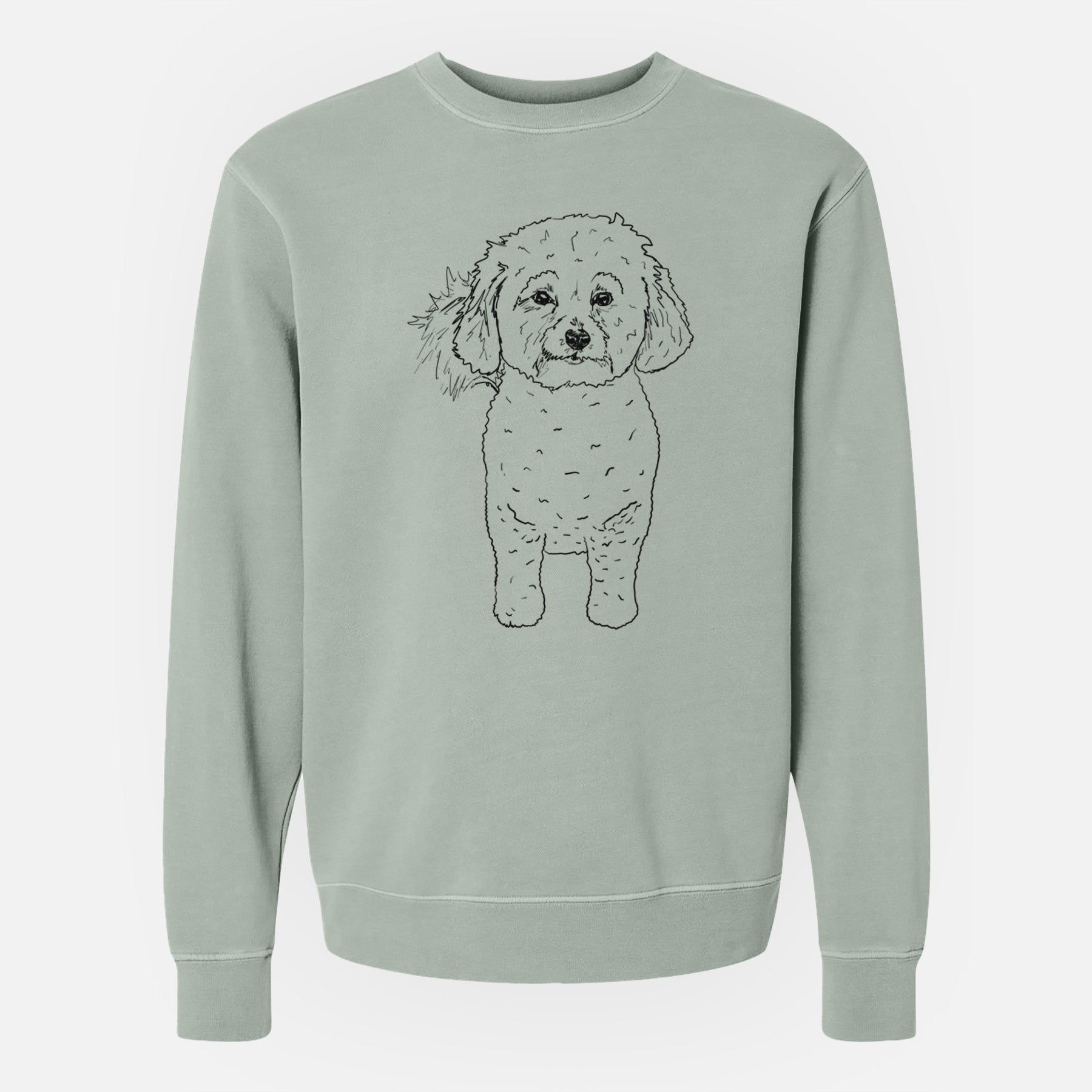 Doodled Neo the Bichon Frise - Unisex Pigment Dyed Crew Sweatshirt