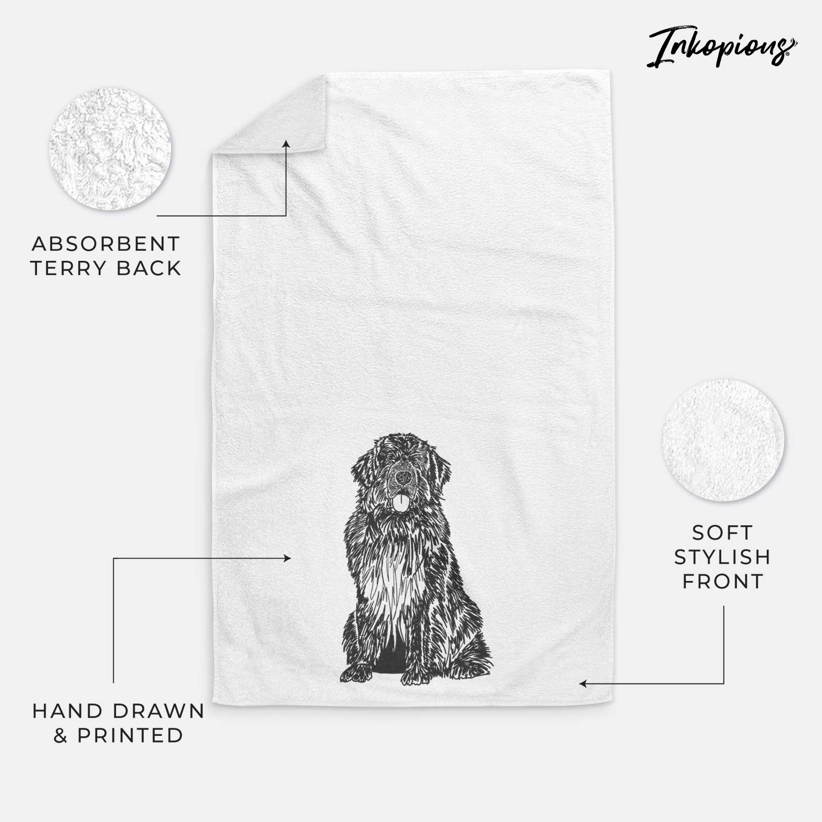 Doodled Newfoundland Decorative Hand Towel