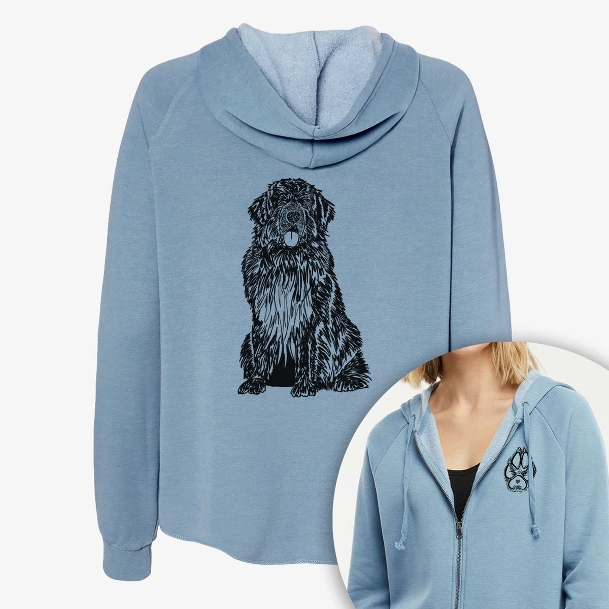 Doodled Newfoundland - Women&#39;s Cali Wave Zip-Up Sweatshirt