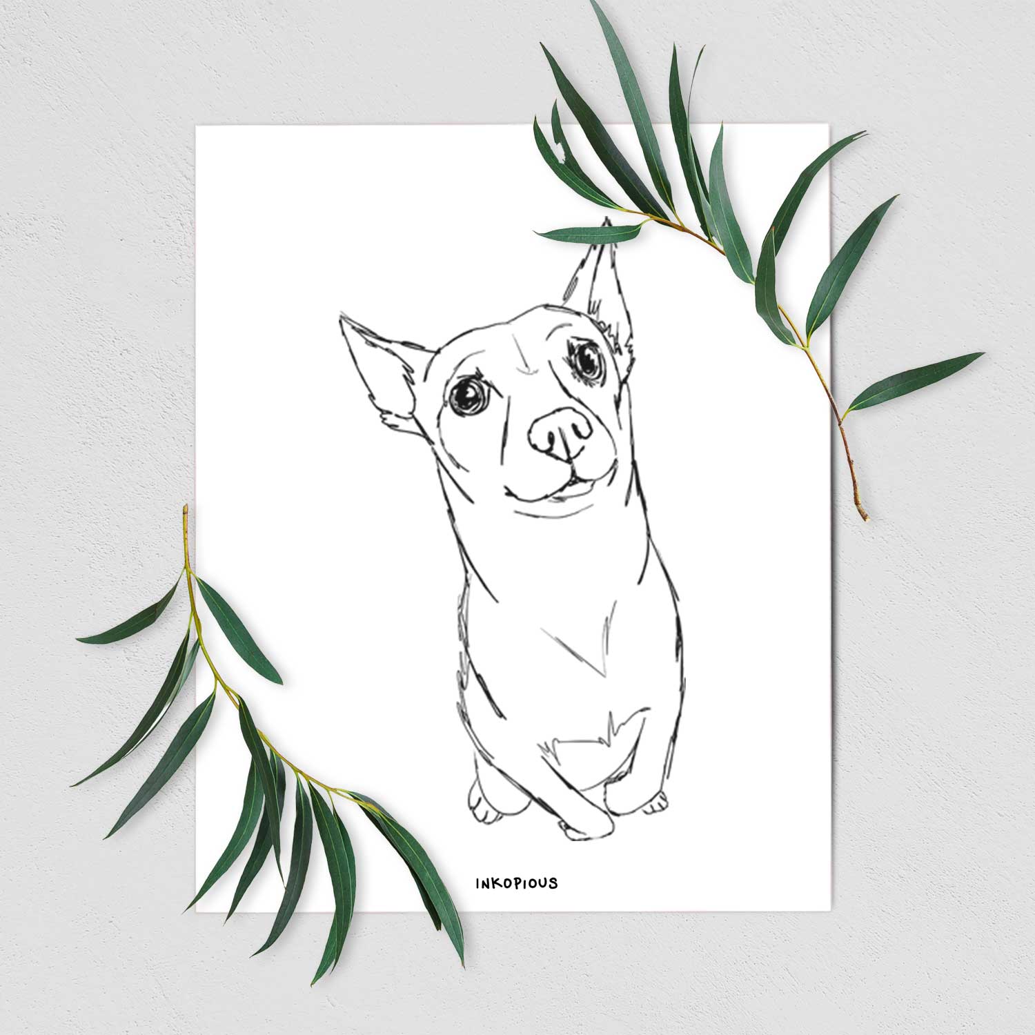 Doodled Nico the Chihuahua Mix Art Print