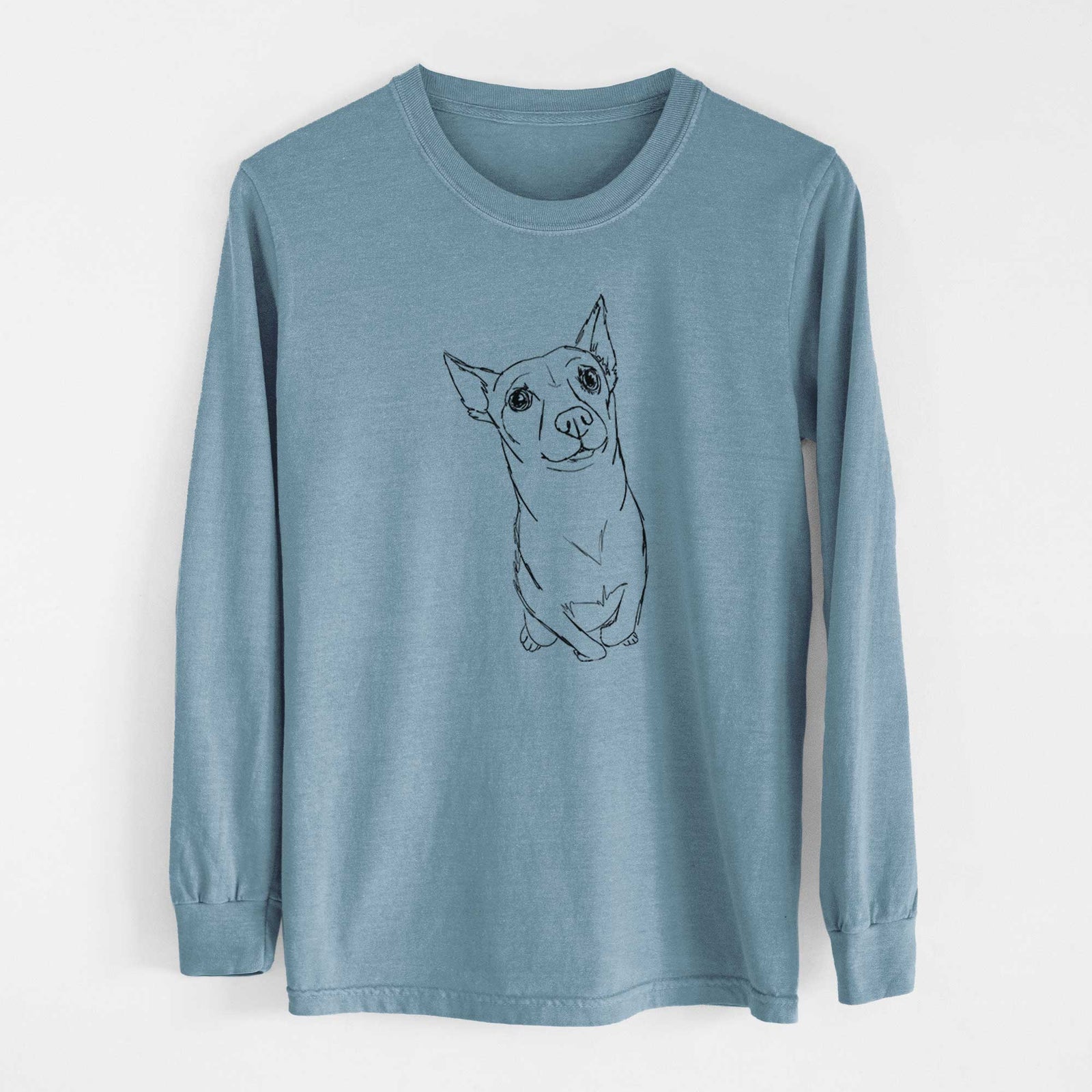 Doodled Nico Suave the Chihuahua Mix - Heavyweight 100% Cotton Long Sleeve