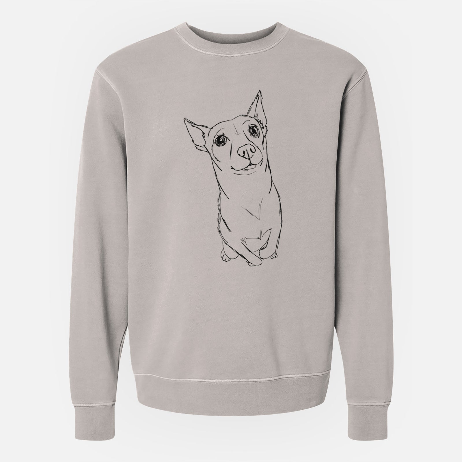 Doodled Nico Suave the Chihuahua Mix - Unisex Pigment Dyed Crew Sweatshirt