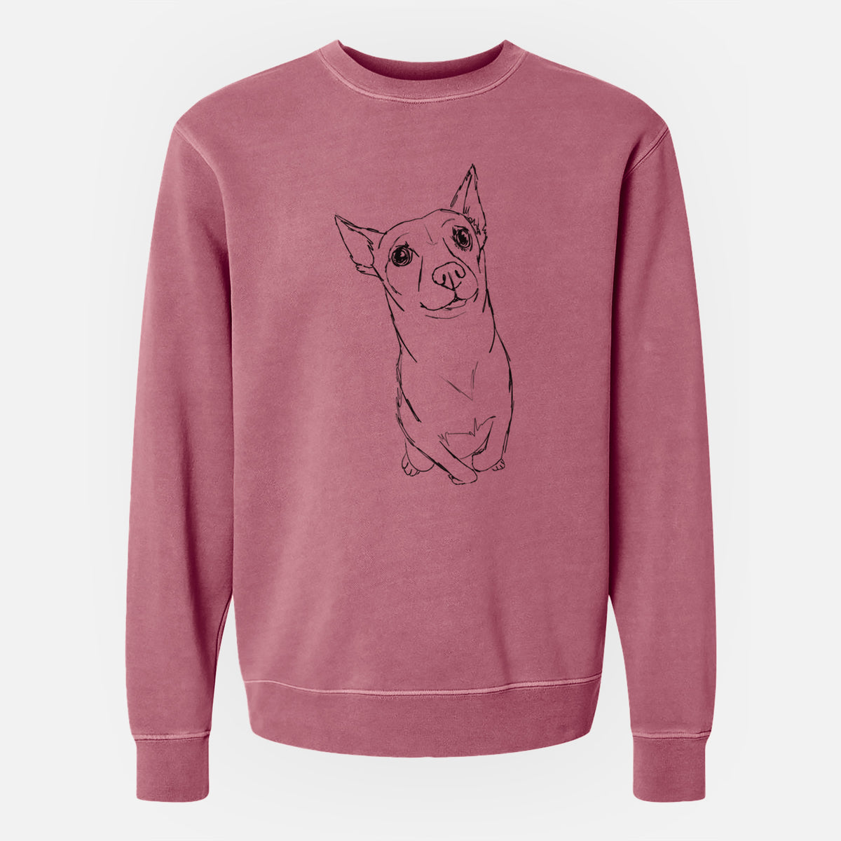 Doodled Nico Suave the Chihuahua Mix - Unisex Pigment Dyed Crew Sweatshirt