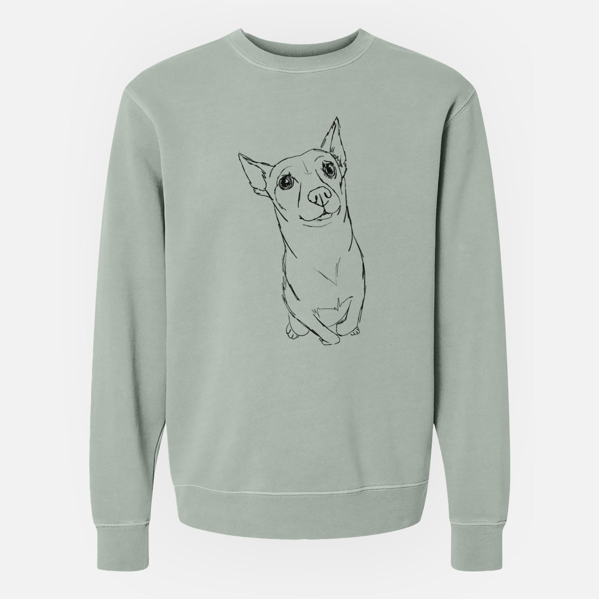 Doodled Nico Suave the Chihuahua Mix - Unisex Pigment Dyed Crew Sweatshirt