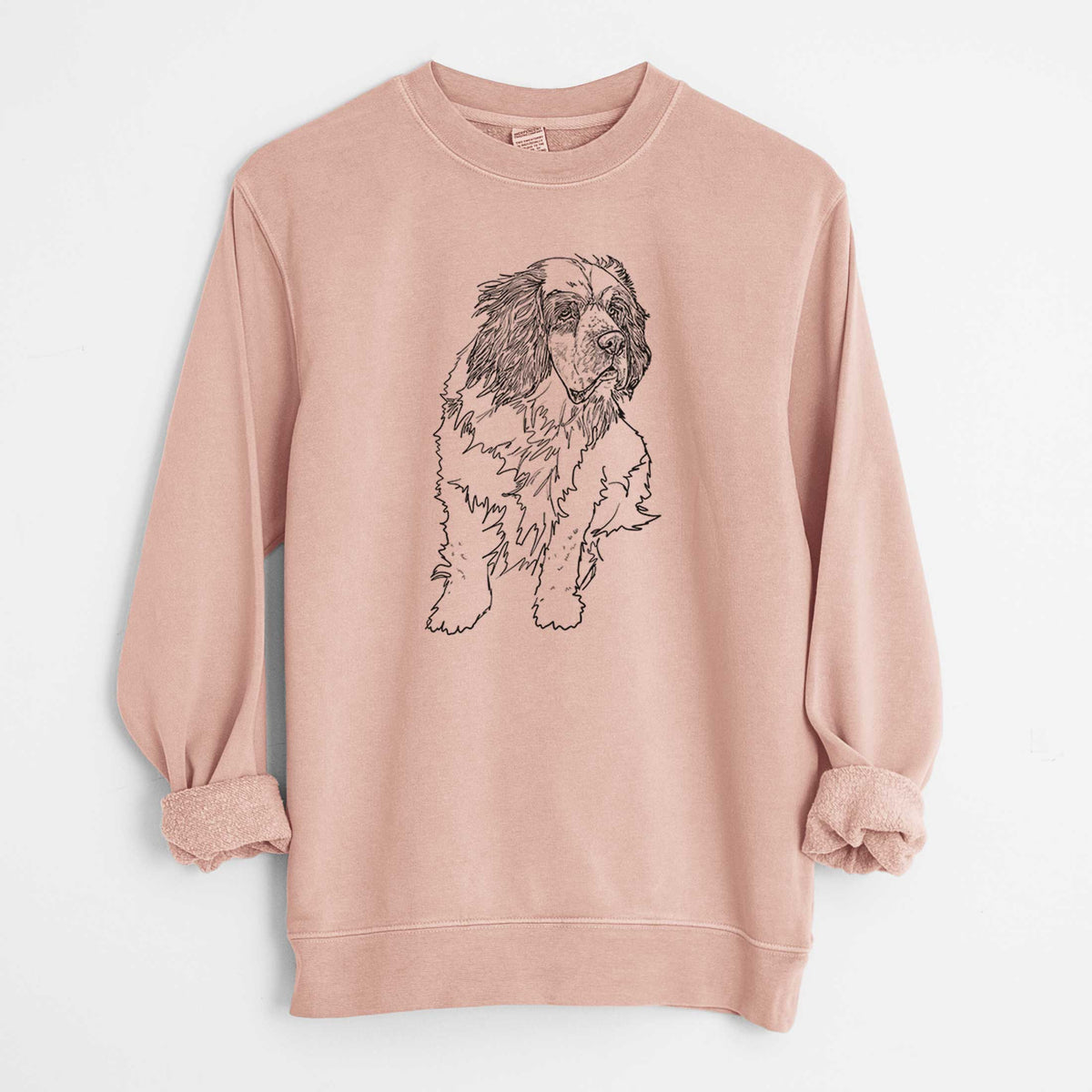 Doodled Nika the Clumber Spaniel - Unisex Pigment Dyed Crew Sweatshirt