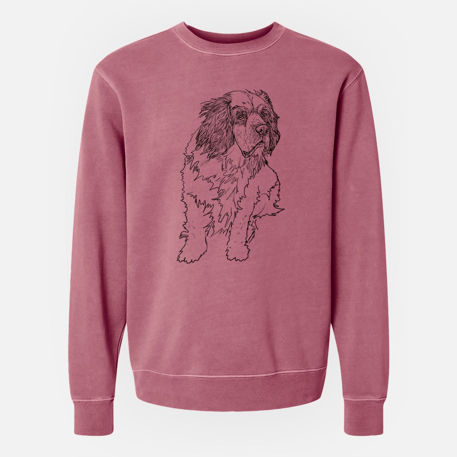 Doodled Nika the Clumber Spaniel - Unisex Pigment Dyed Crew Sweatshirt