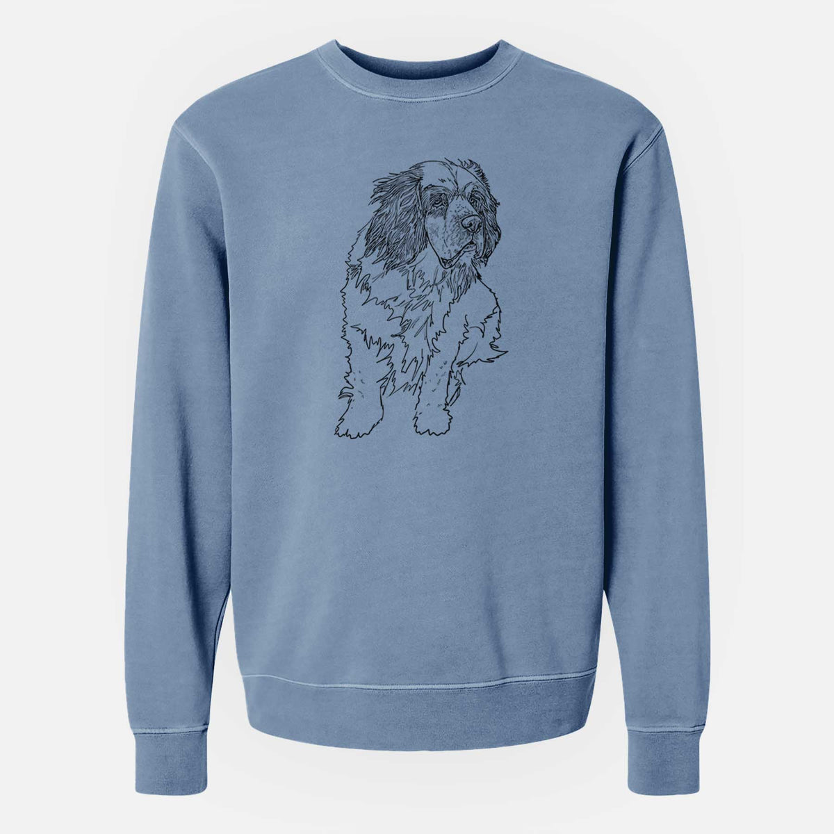 Doodled Nika the Clumber Spaniel - Unisex Pigment Dyed Crew Sweatshirt