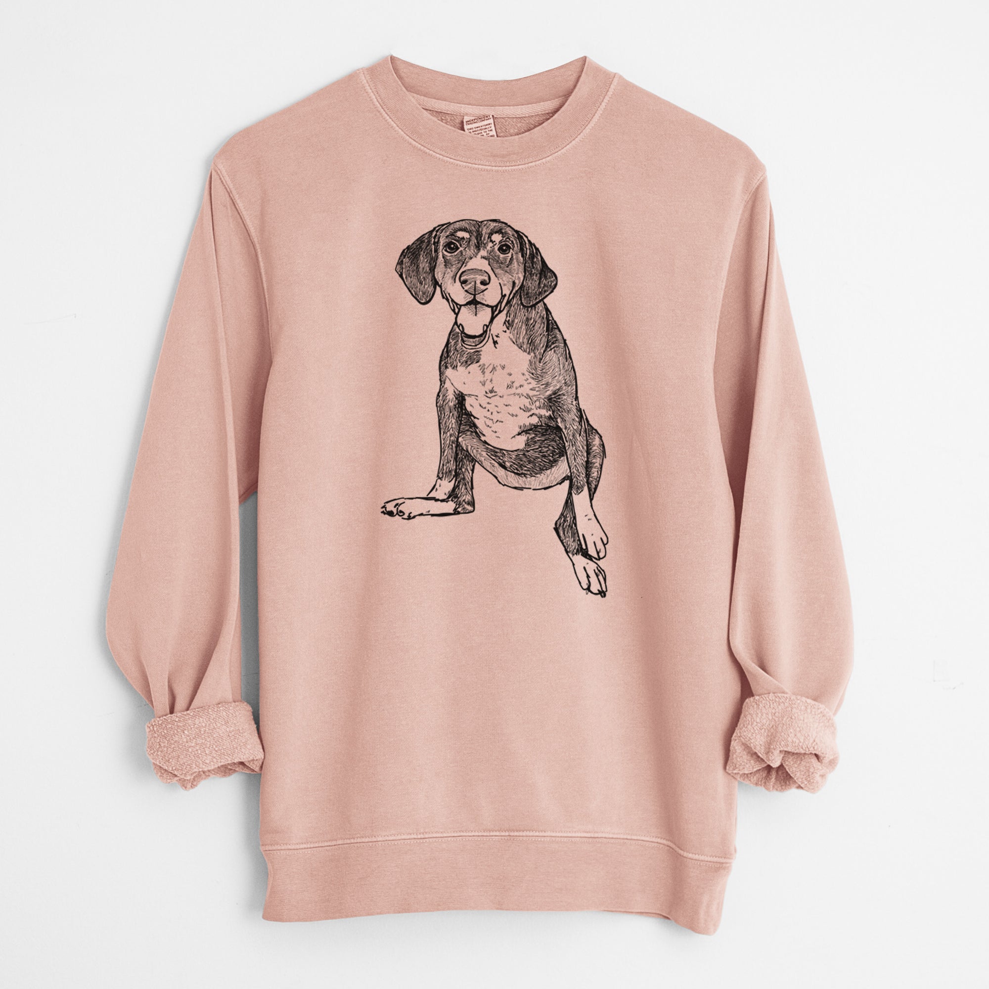 Doodled Nova the German Shorthaired Pointer Setter Mix - Unisex Pigment Dyed Crew Sweatshirt