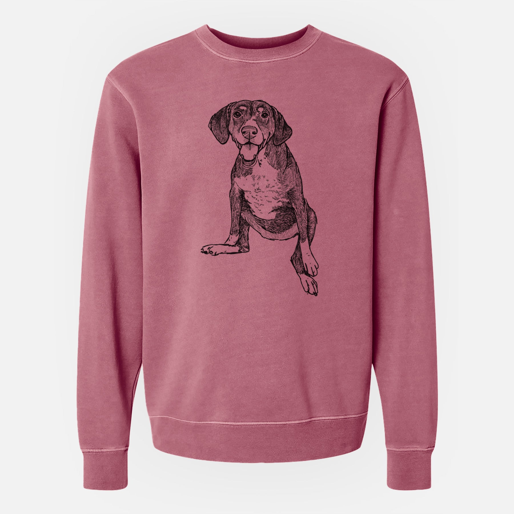 Doodled Nova the German Shorthaired Pointer Setter Mix - Unisex Pigment Dyed Crew Sweatshirt