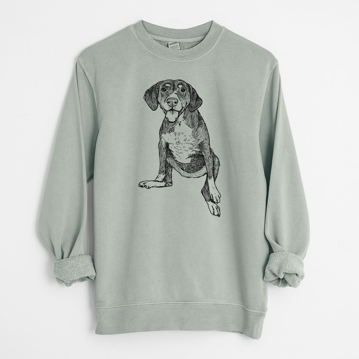 Doodled Nova the German Shorthaired Pointer Setter Mix - Unisex Pigment Dyed Crew Sweatshirt
