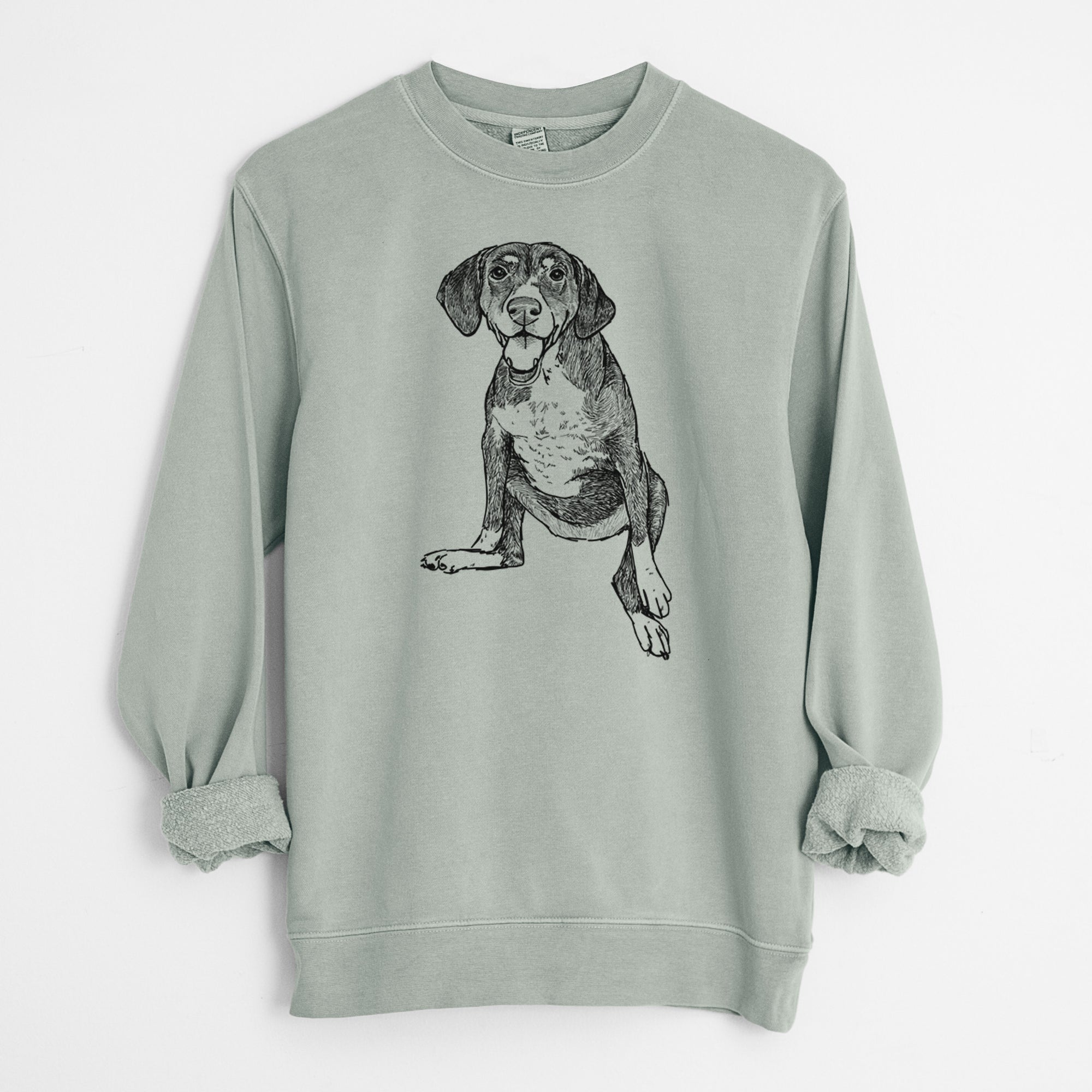 Doodled Nova the German Shorthaired Pointer Setter Mix - Unisex Pigment Dyed Crew Sweatshirt