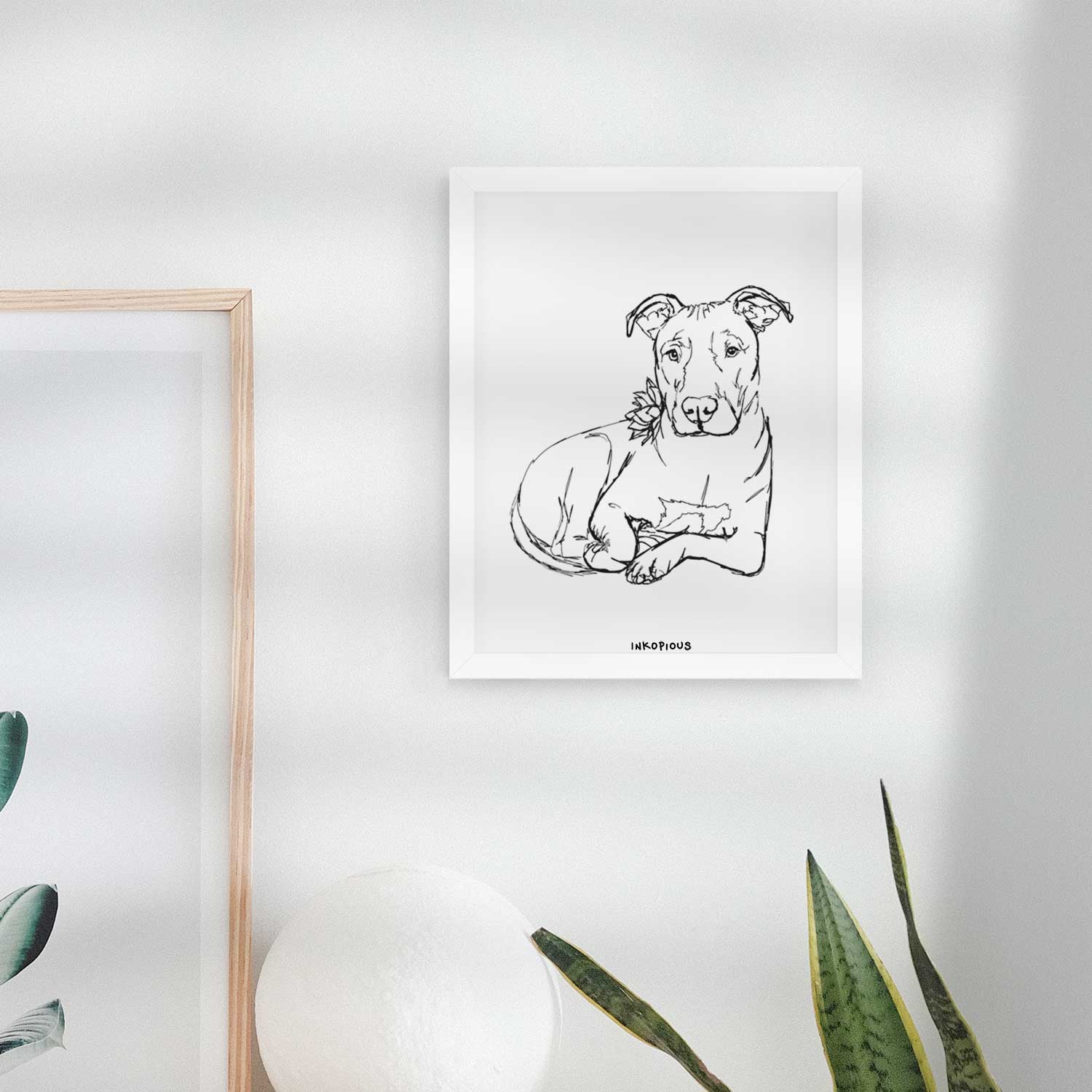 Doodled Nugget the Pitbull Art Print