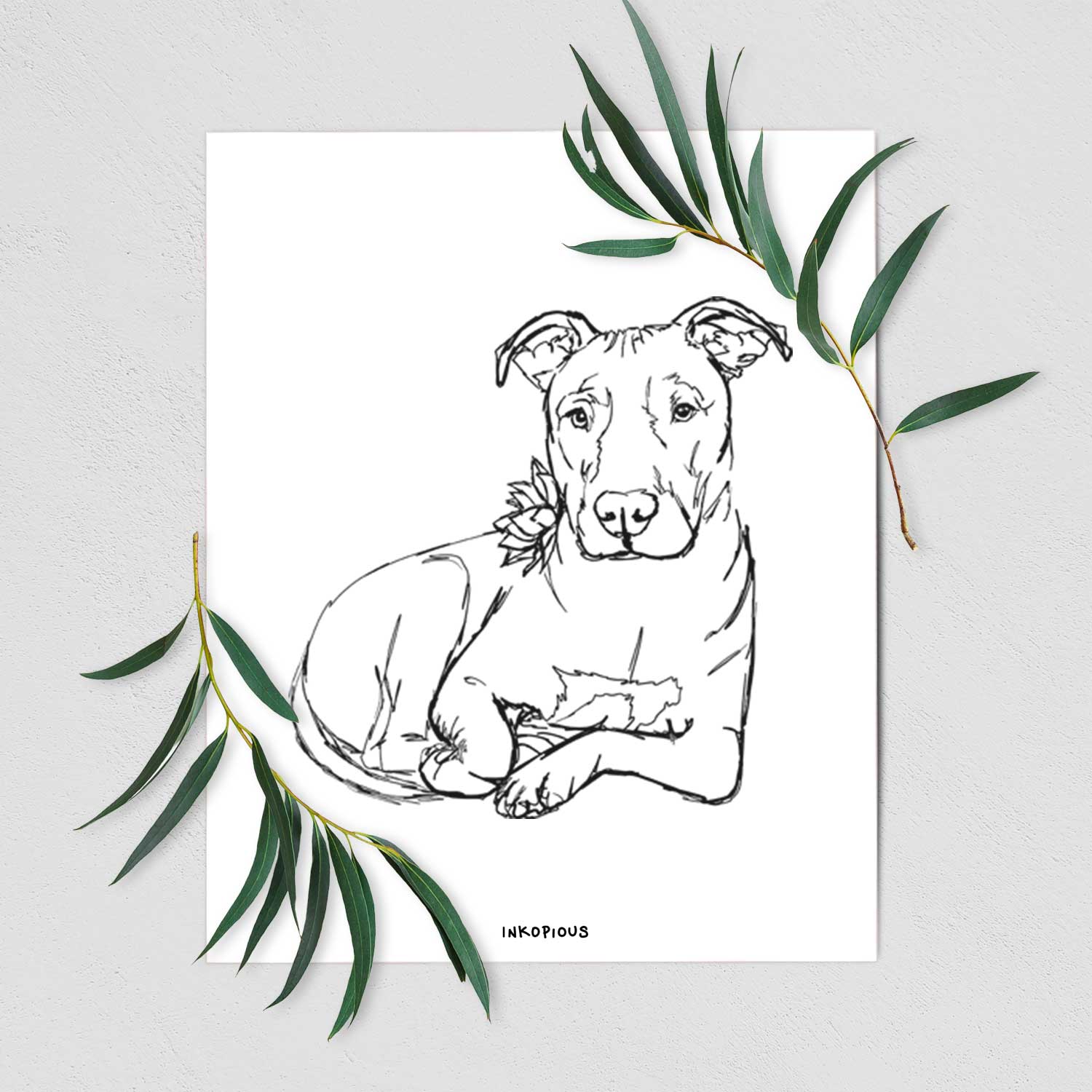 Doodled Nugget the Pitbull Art Print