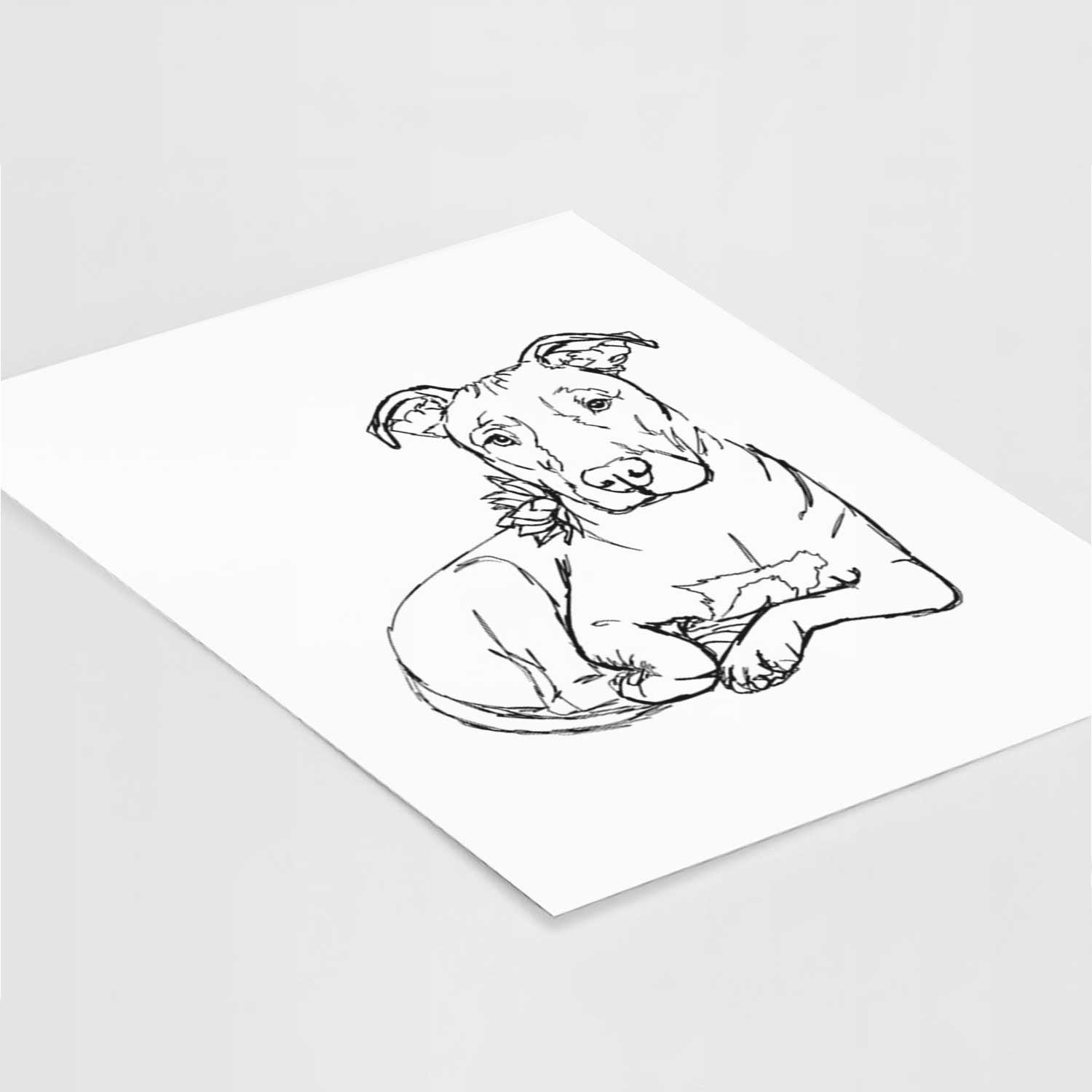 Doodled Nugget the Pitbull Art Print