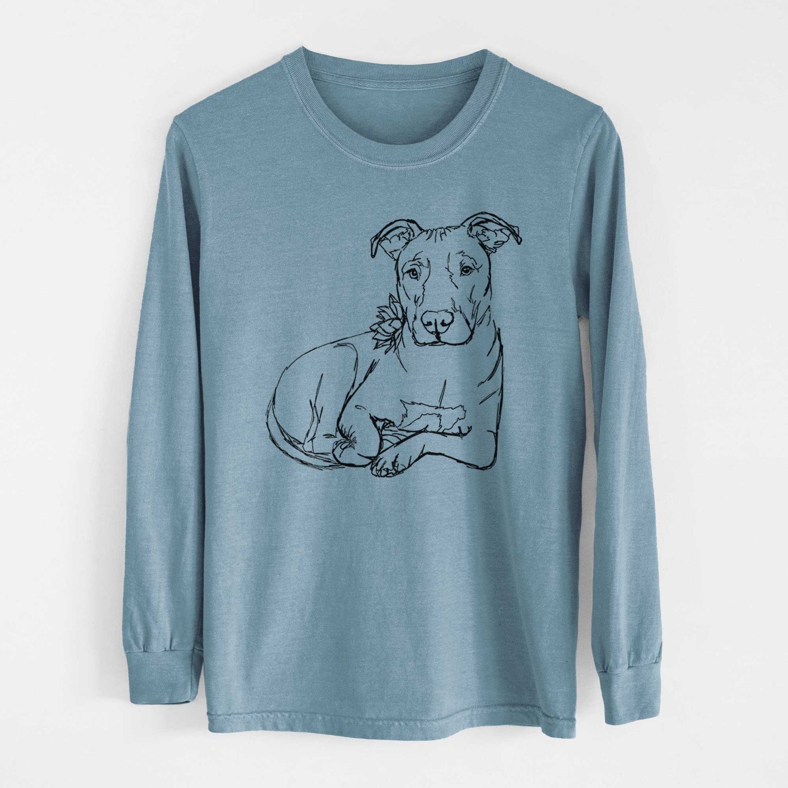 Doodled Nugget the Pitbull - Heavyweight 100% Cotton Long Sleeve