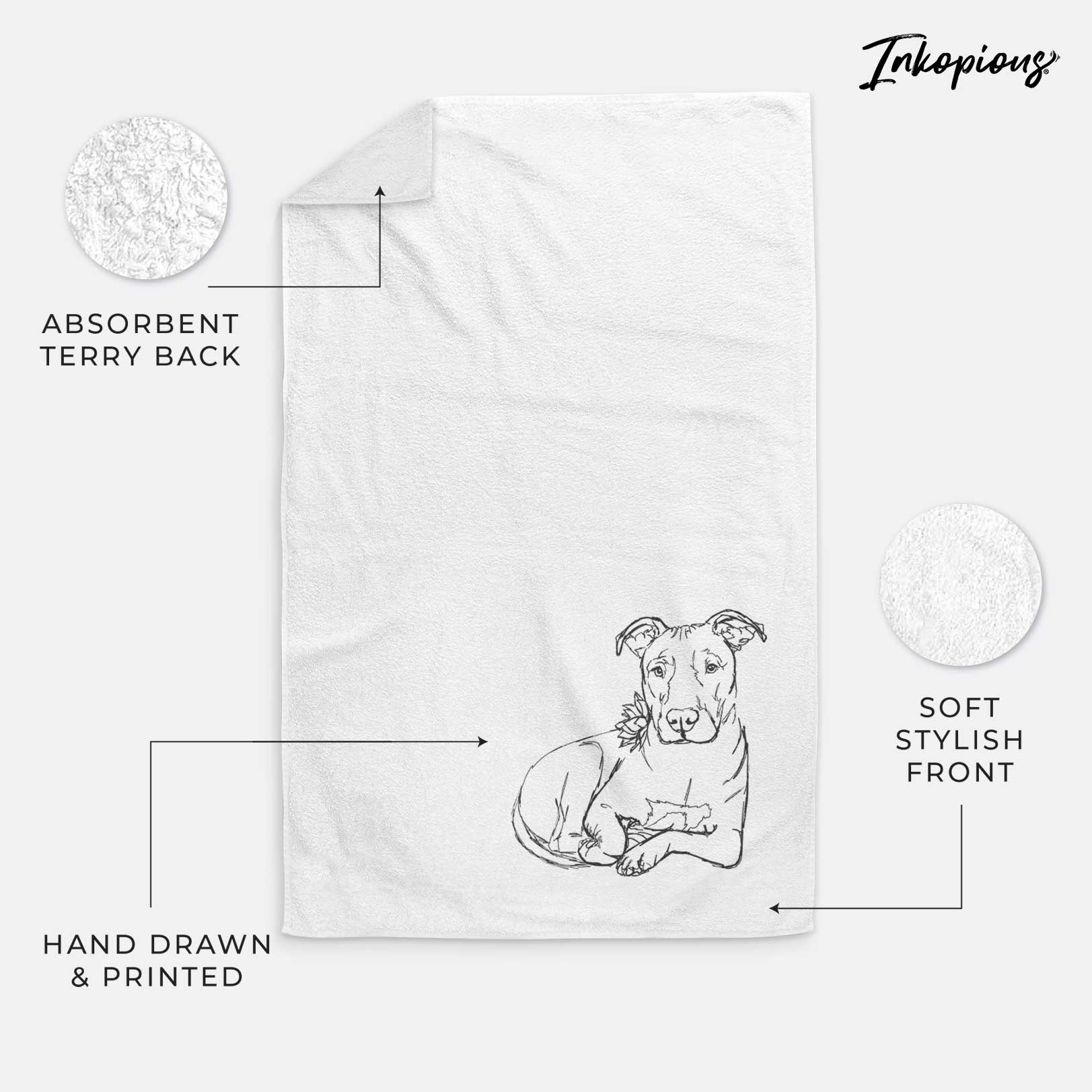 Doodled Nugget the Pitbull Decorative Hand Towel