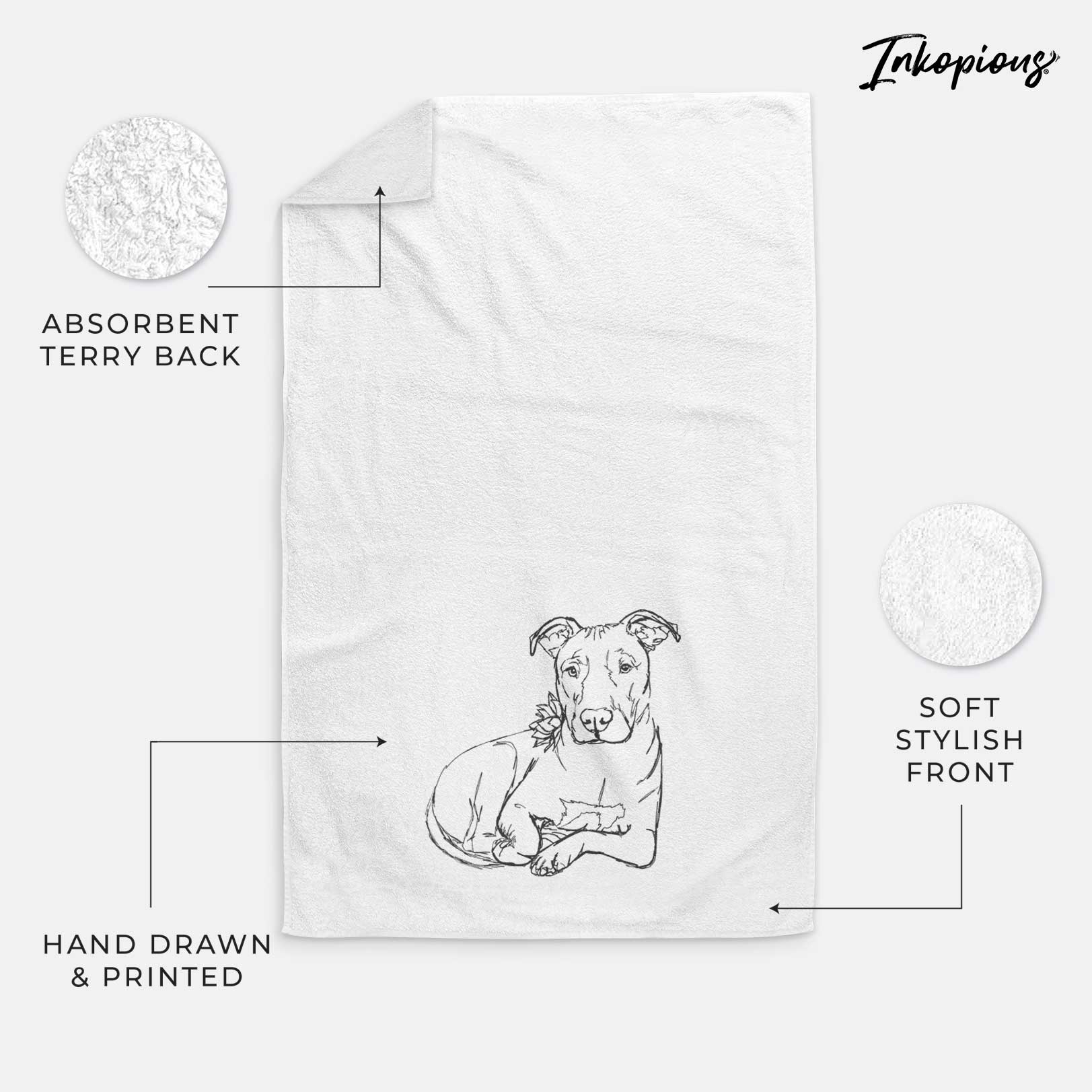 Doodled Nugget the Pitbull Decorative Hand Towel