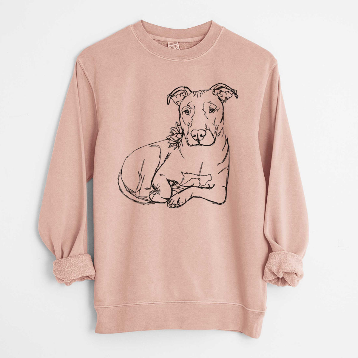Doodled Nugget the Pitbull - Unisex Pigment Dyed Crew Sweatshirt