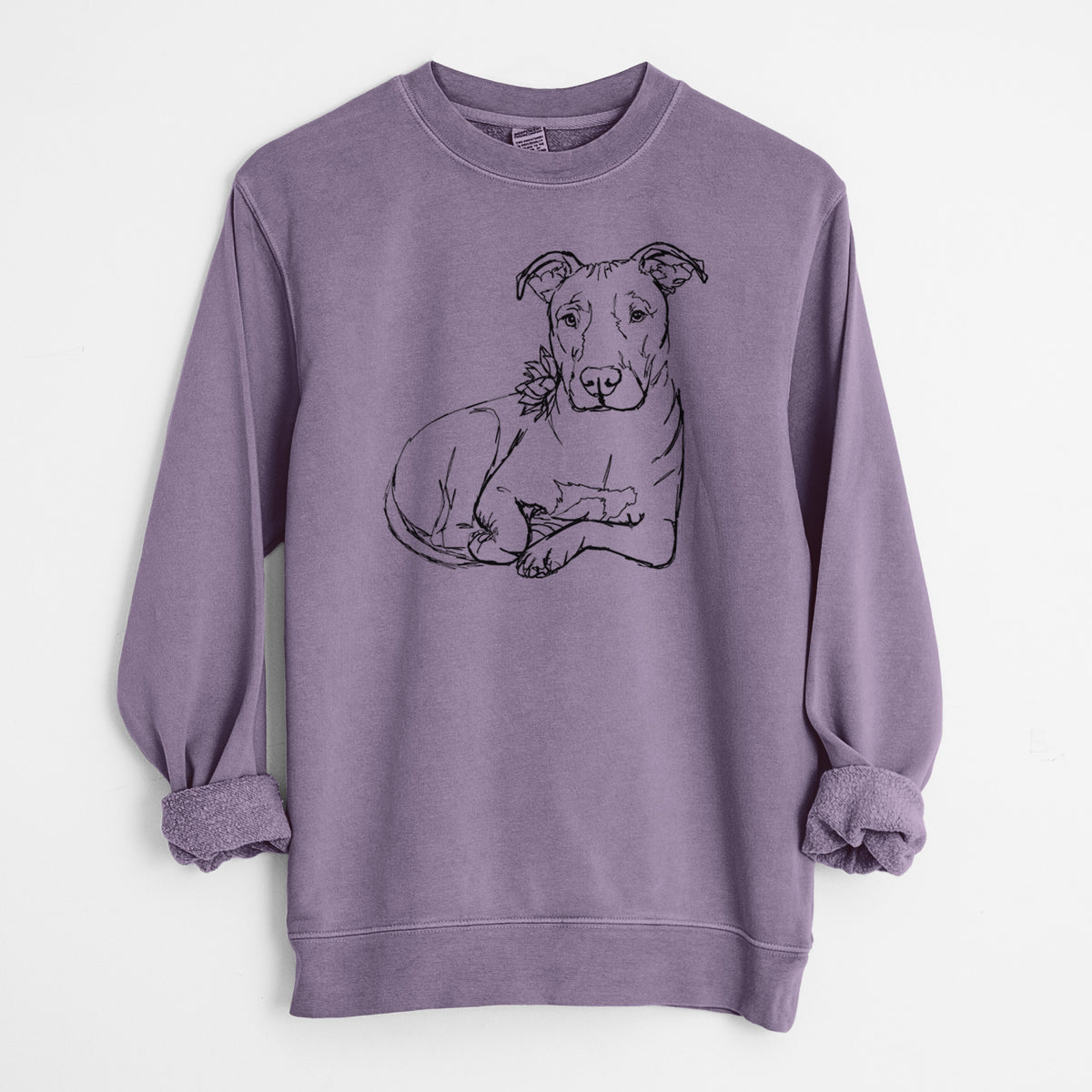Doodled Nugget the Pitbull - Unisex Pigment Dyed Crew Sweatshirt