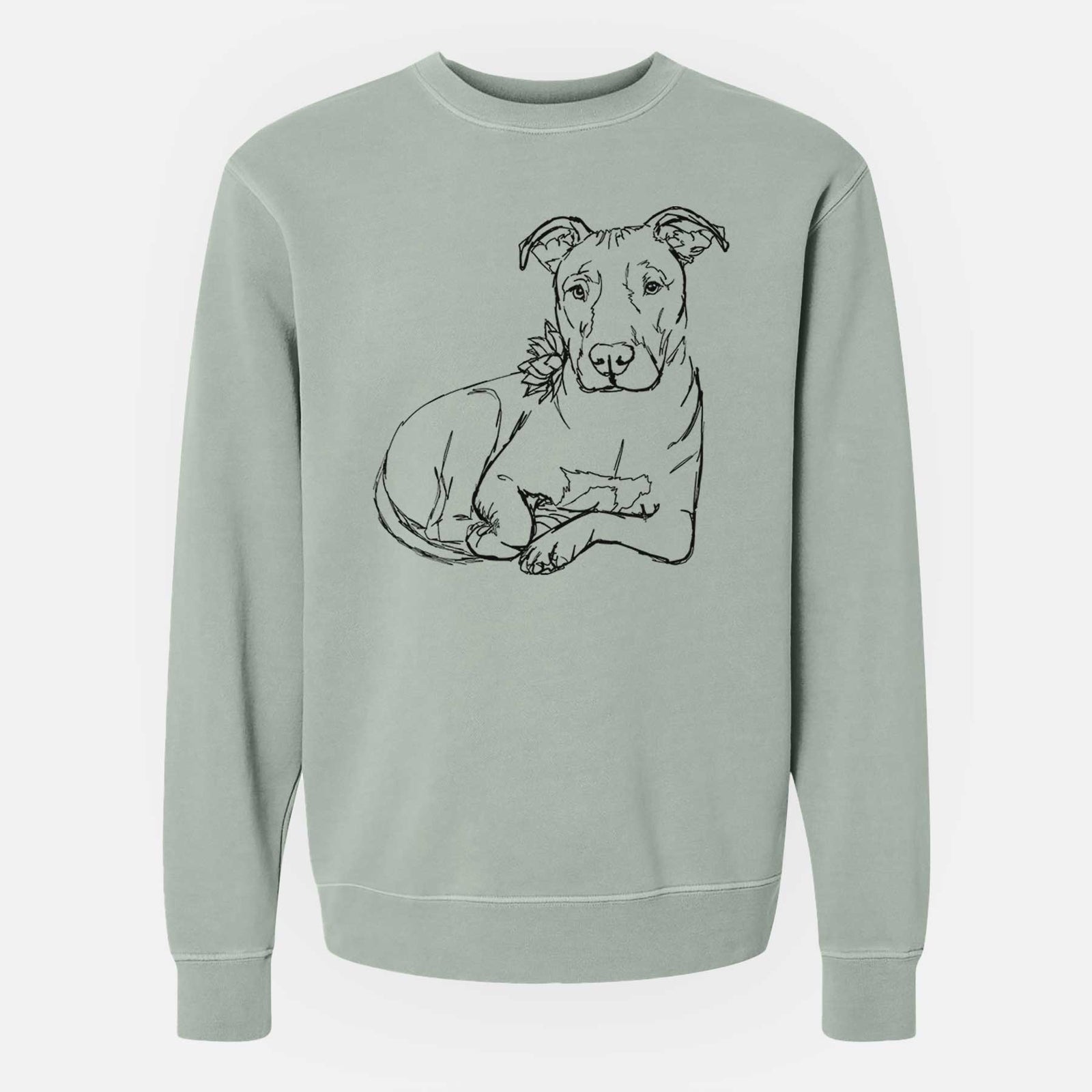Doodled Nugget the Pitbull - Unisex Pigment Dyed Crew Sweatshirt