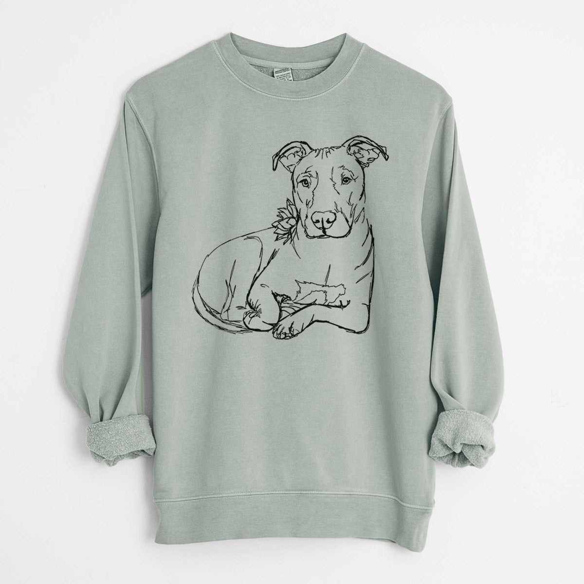 Doodled Nugget the Pitbull - Unisex Pigment Dyed Crew Sweatshirt