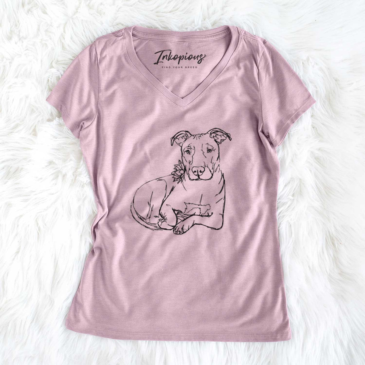 Doodled Nugget the Pitbull - Women&#39;s V-neck Shirt